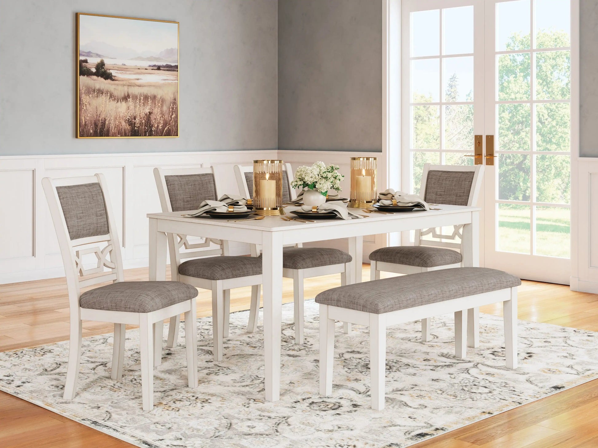 Erinberg - Dining Room Table Set (Set of 6) - Antique White - Best Buy Furniture