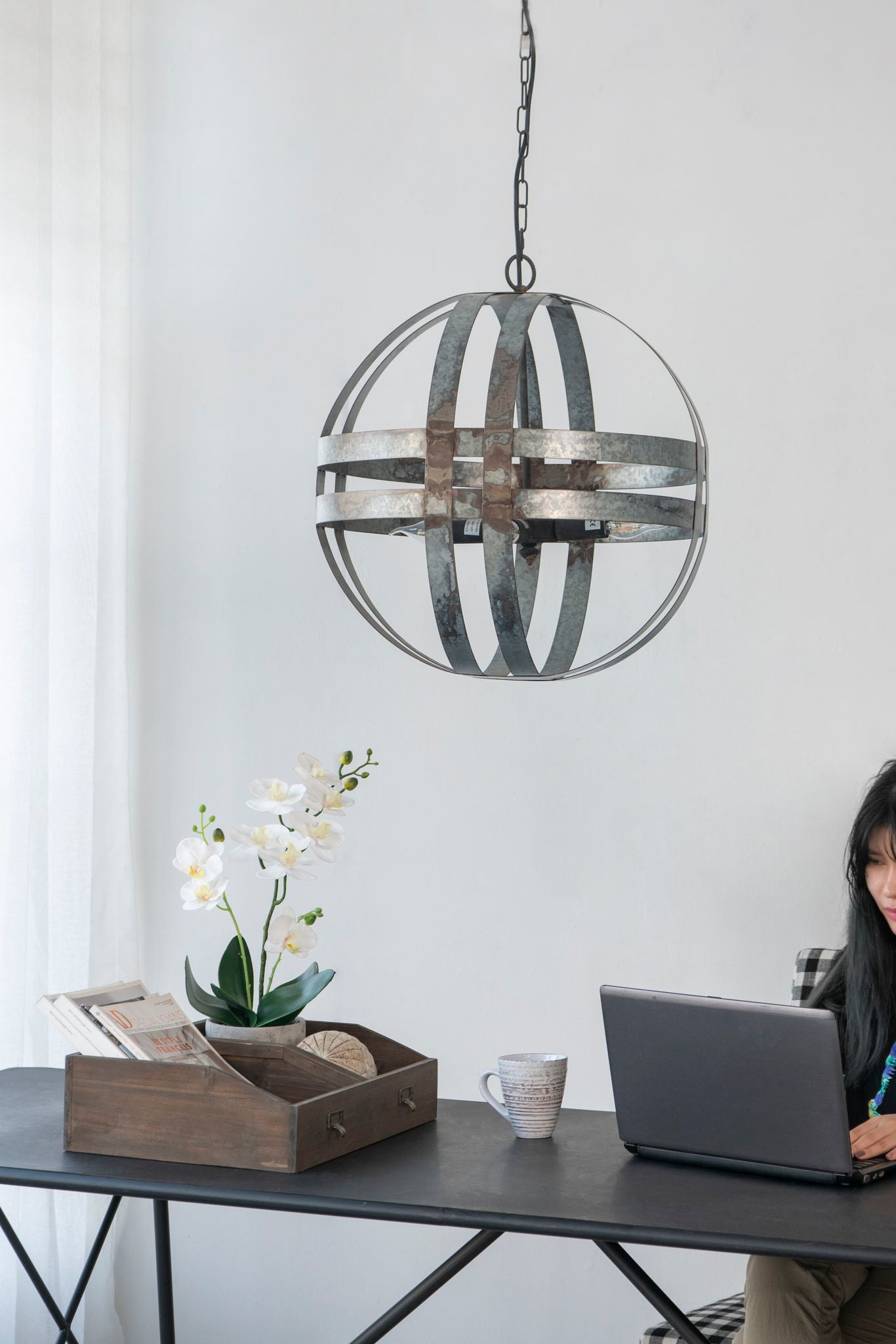 4 Light Galvanized Chandelier, Hanging Light Fixture With Adjustable Chain For Kitchen, Bulb Not Included - Gray - Best Buy Furniture