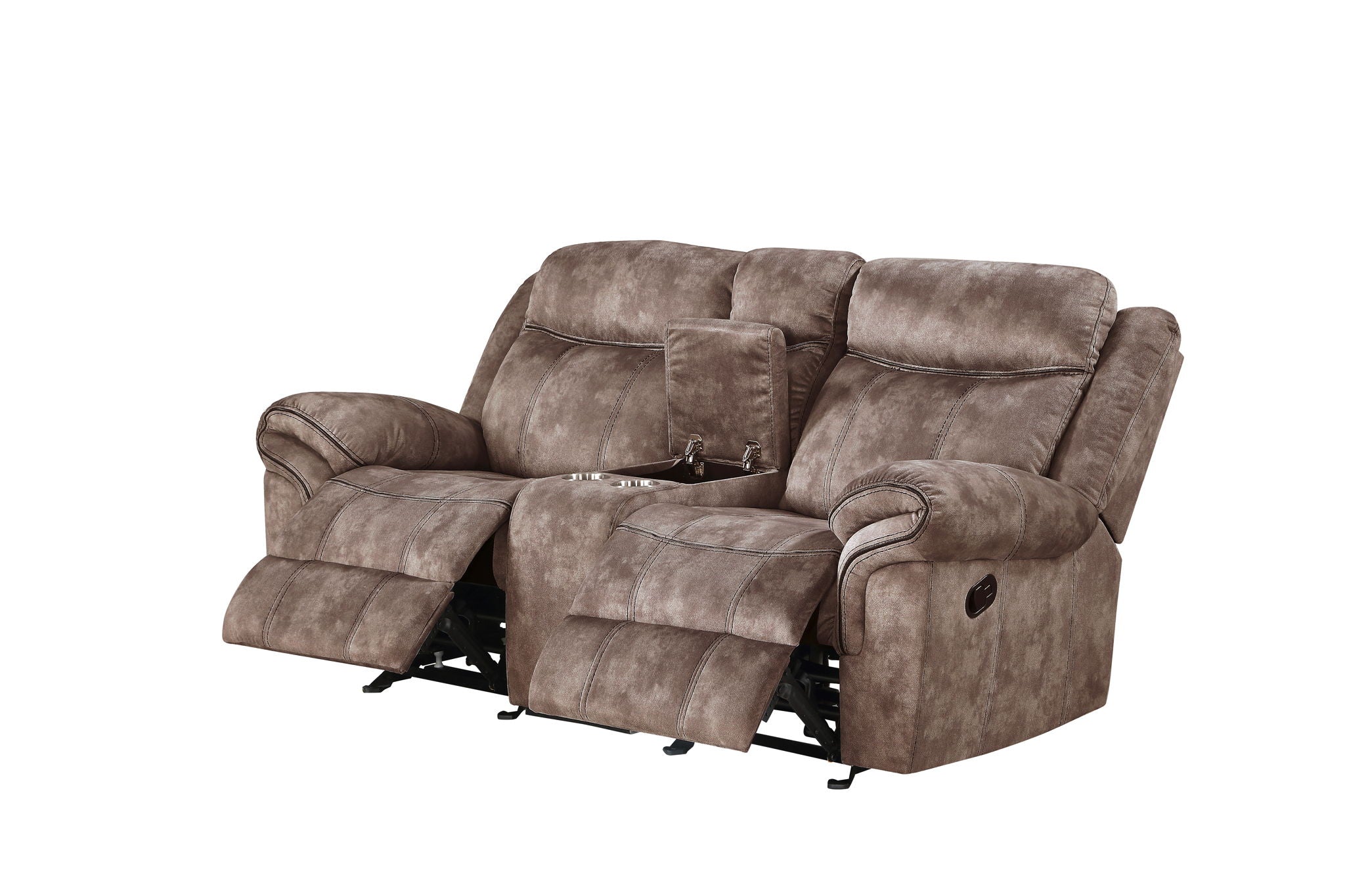 Zubaida - Two Tone Velvet Recliner Loveseat With USB Port Console - Best Buy Furniture