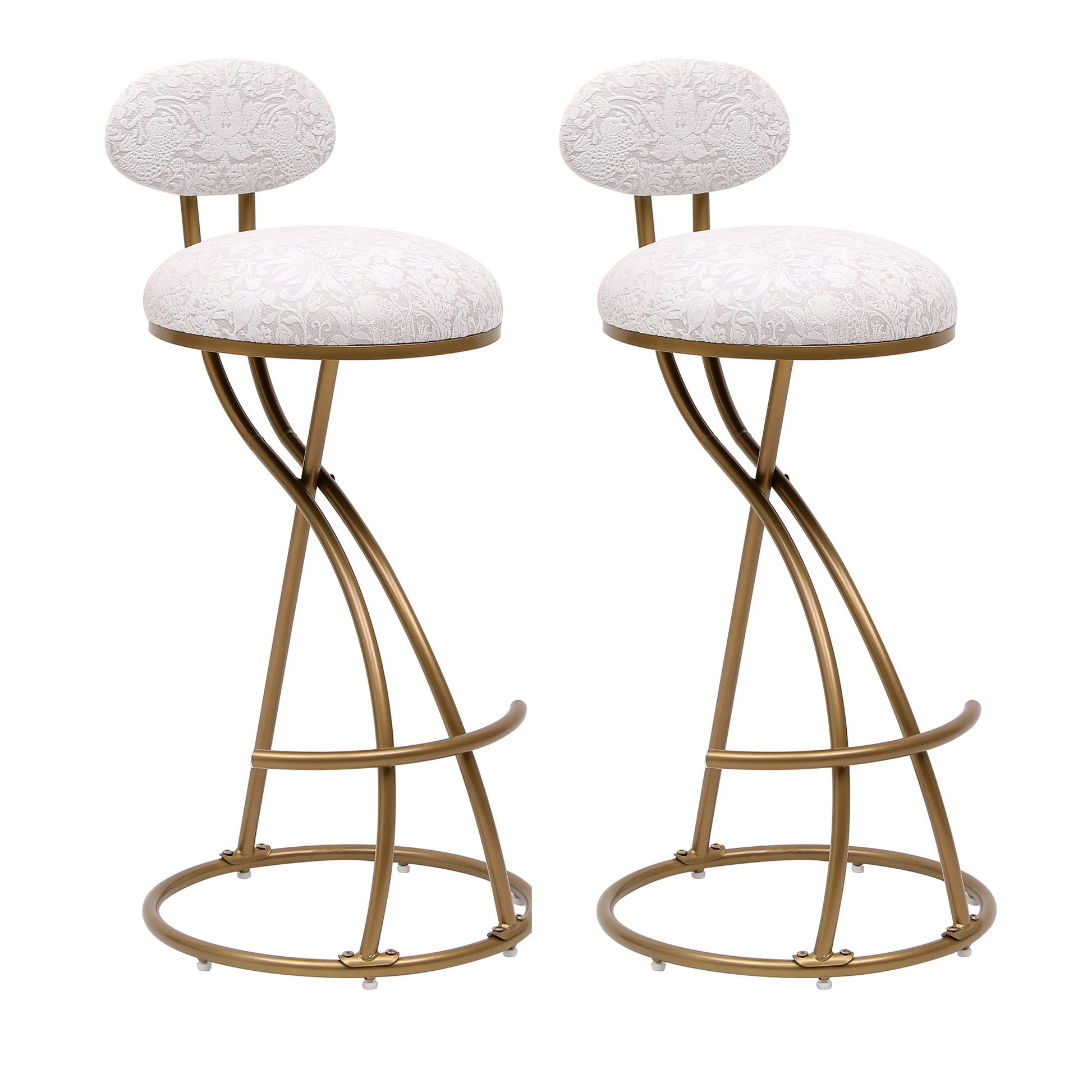 Round Print Bar Stools Upholstered Chairs For Kitchen (Set of 2) - Best Buy Furniture