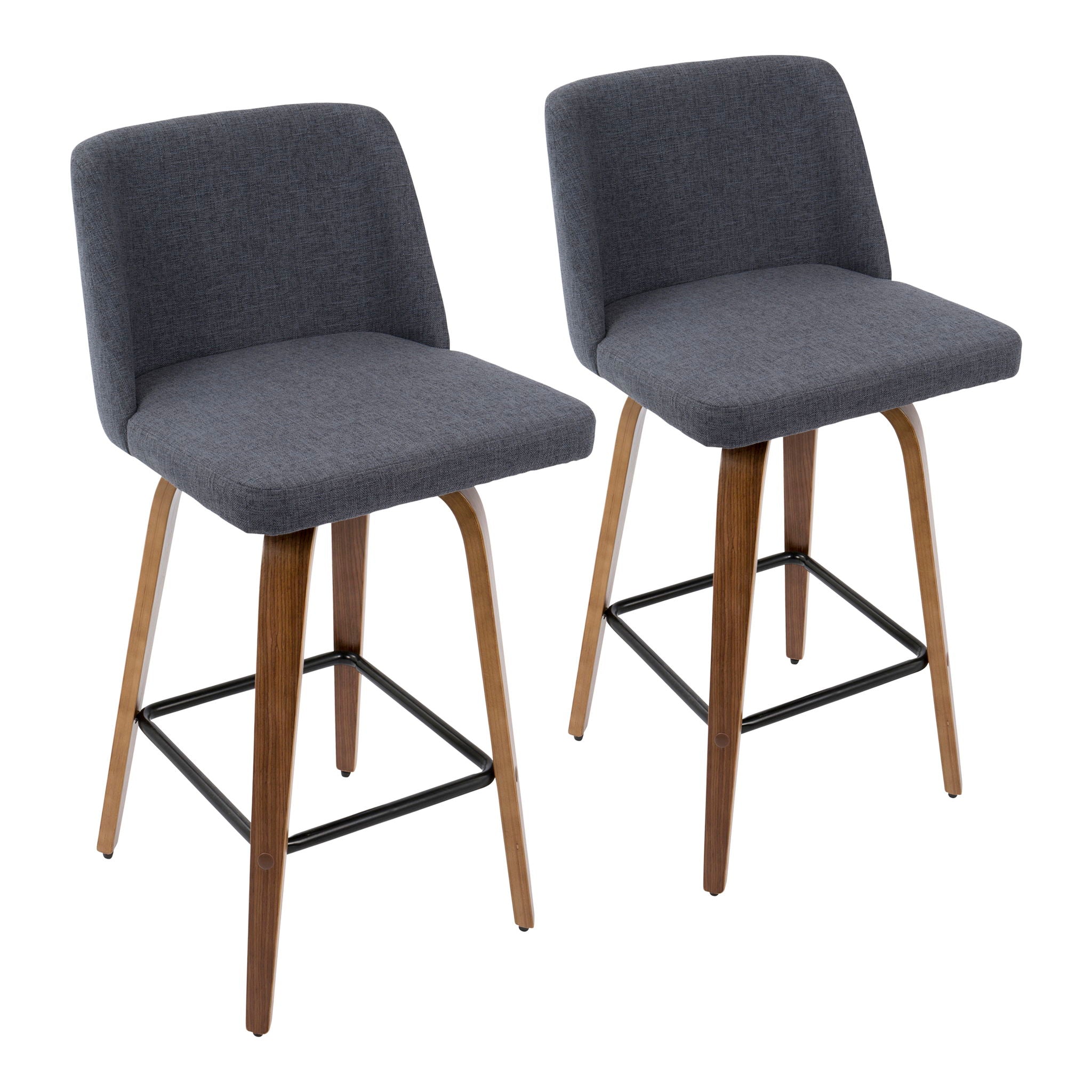 Toriano - Mid Century Modern Fixed Height Counter Stool & Square Footrest (Set of 2) - Best Buy Furniture