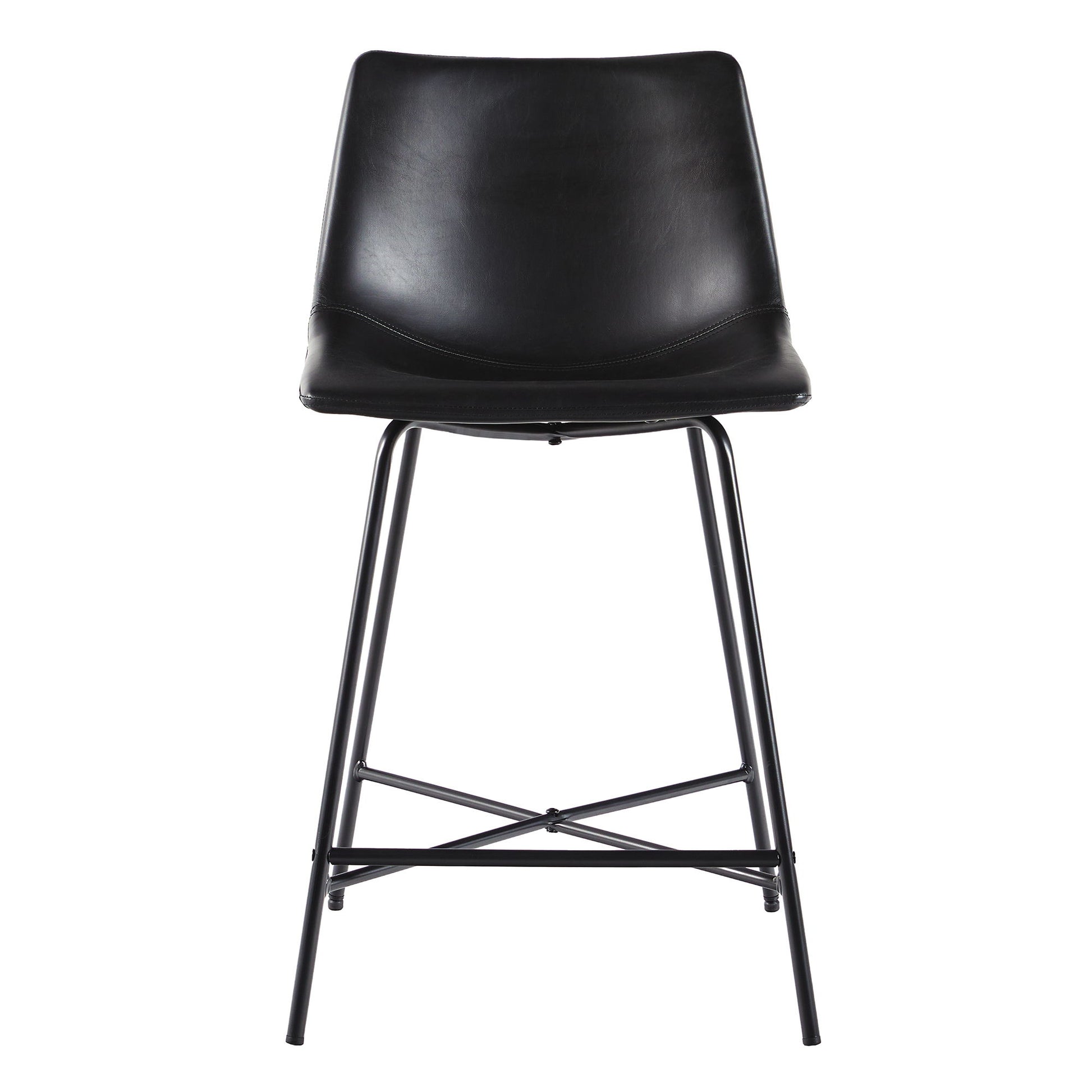 Modern Upholstered Counter Stool With Metal X Base (Set of 2) - Black - Best Buy Furniture