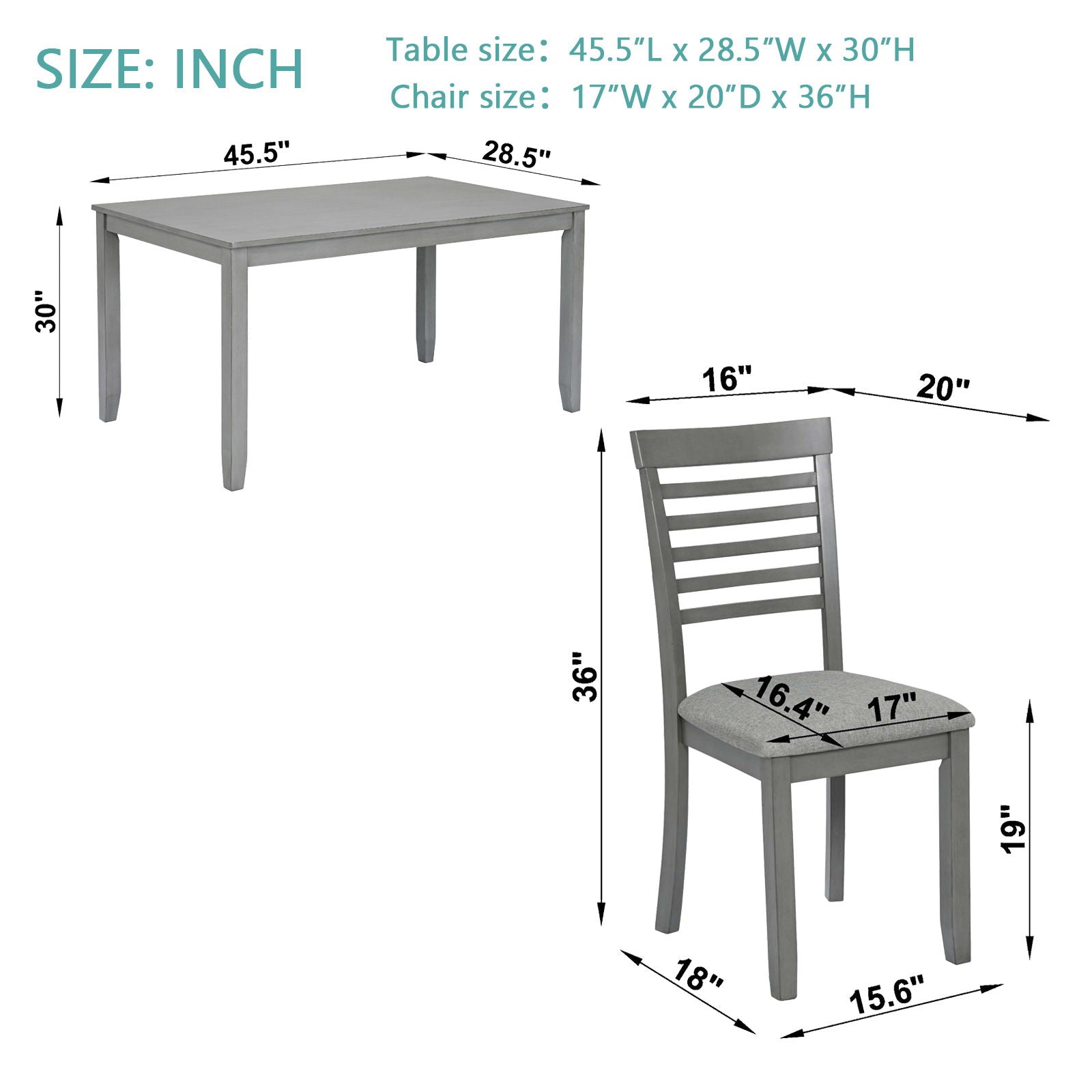 5 Pieces Modern Dining Set, Rectangular Wooden Dining Table With 4 Upholstered Chairs - Best Buy Furniture