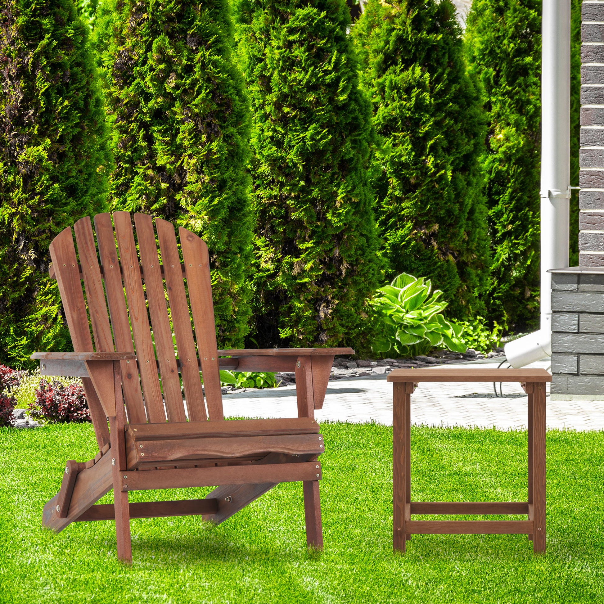 Lounge Patio Chair For Garden Outdoor Wooden Folding Adirondack Chair (Set of 2) Solid Cedar Wood Lounge Patio Chair For Garden - Best Buy Furniture