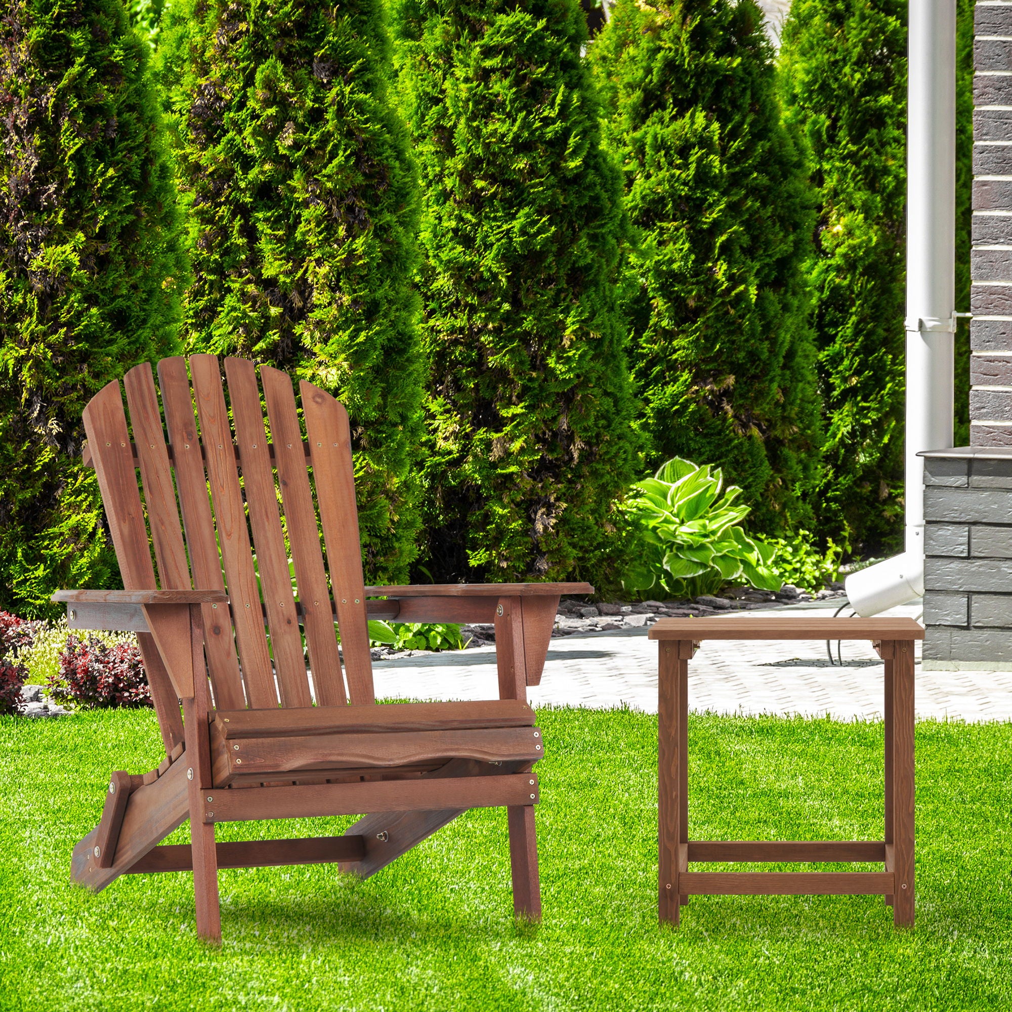 Lounge Patio Chair For Garden Outdoor Wooden Folding Adirondack Chair (Set of 2) Solid Cedar Wood Lounge Patio Chair For Garden - Best Buy Furniture