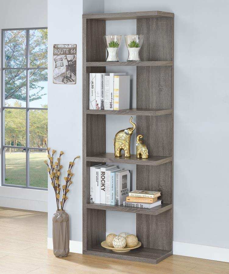 Harrison - 5-Shelf Bookshelf - Weathered Gray - Best Buy Furniture