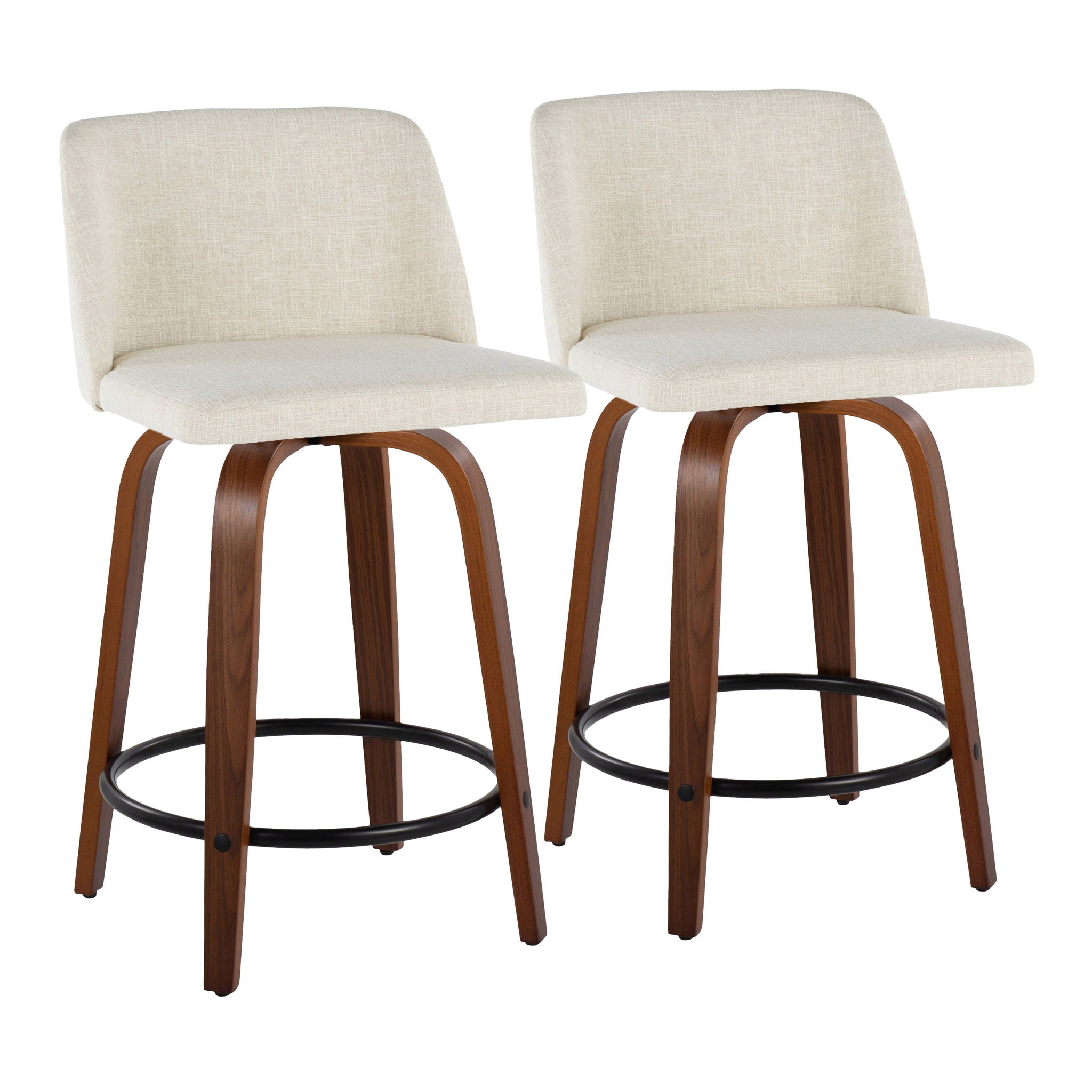 Toriano - Contemporary Fixed Height Counter Stool Swivel With Round Footrest (Set of 2) - Best Buy Furniture