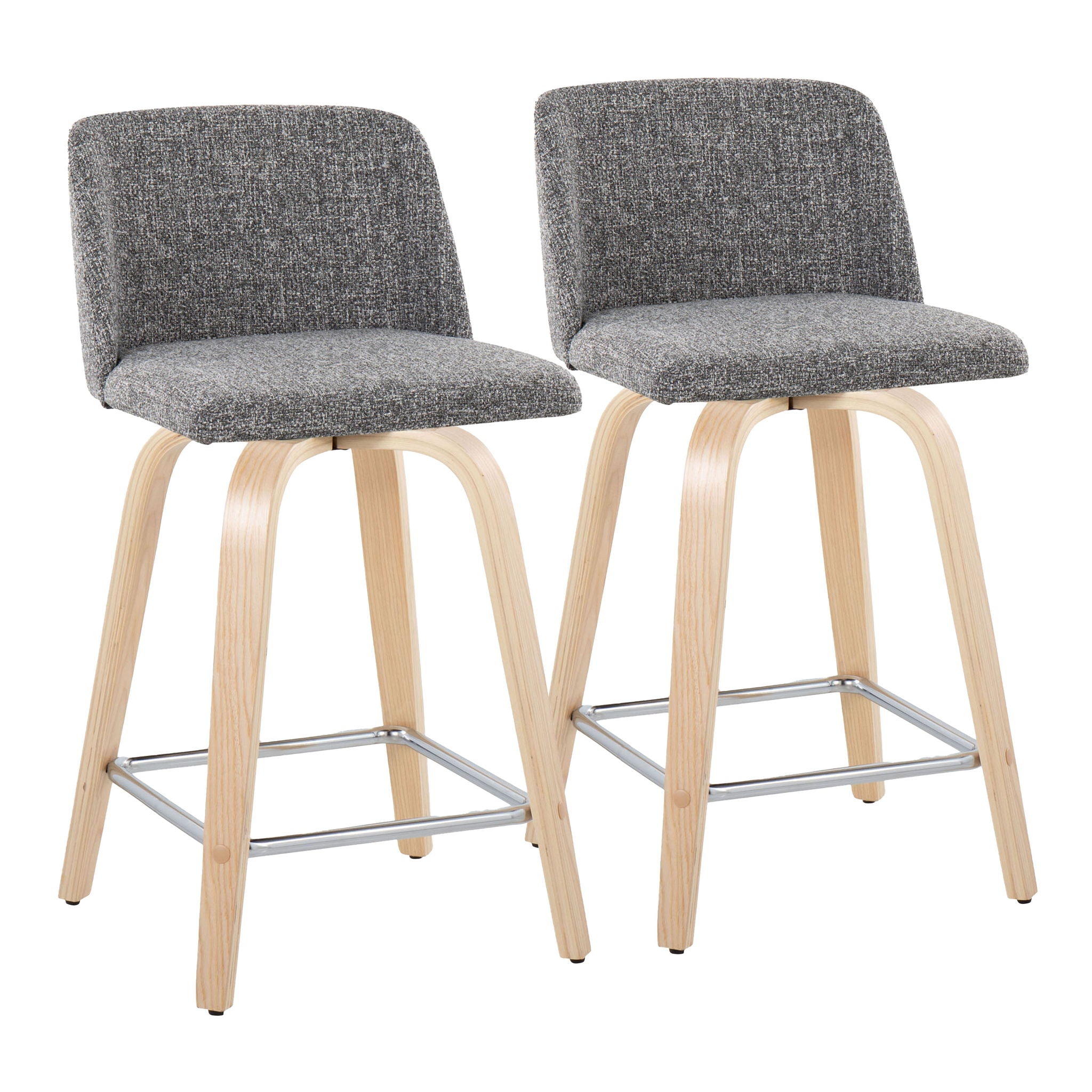 Toriano - Contemporary Fixed Height Counter Stool With Swivel With Square Footrest (Set of 2) - Best Buy Furniture