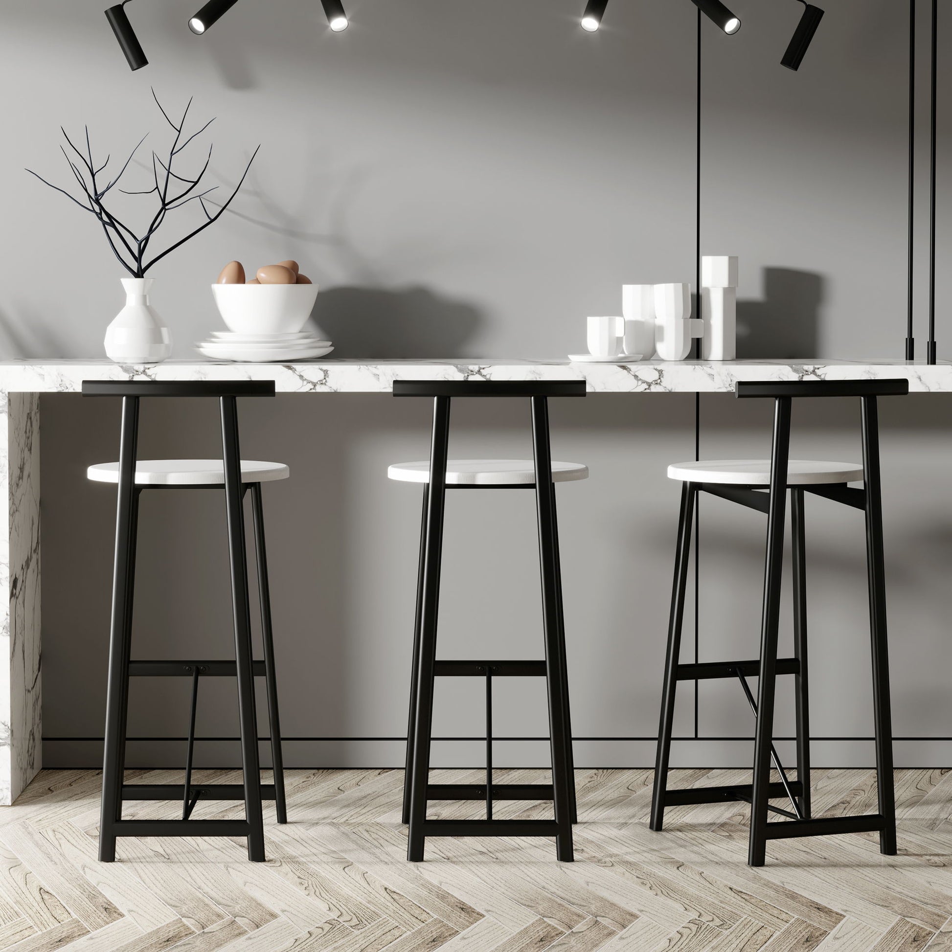 Modern Bar Stools With Backrest For Kitchen (Set of 3) - Best Buy Furniture