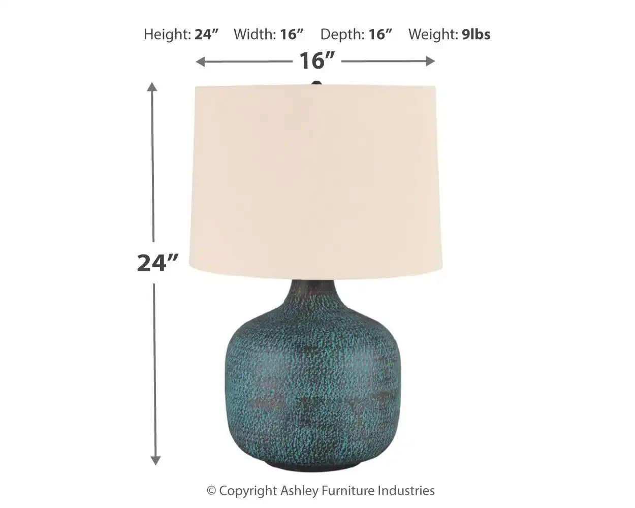 Malthace - Metal Table Lamp - Patina - Best Buy Furniture