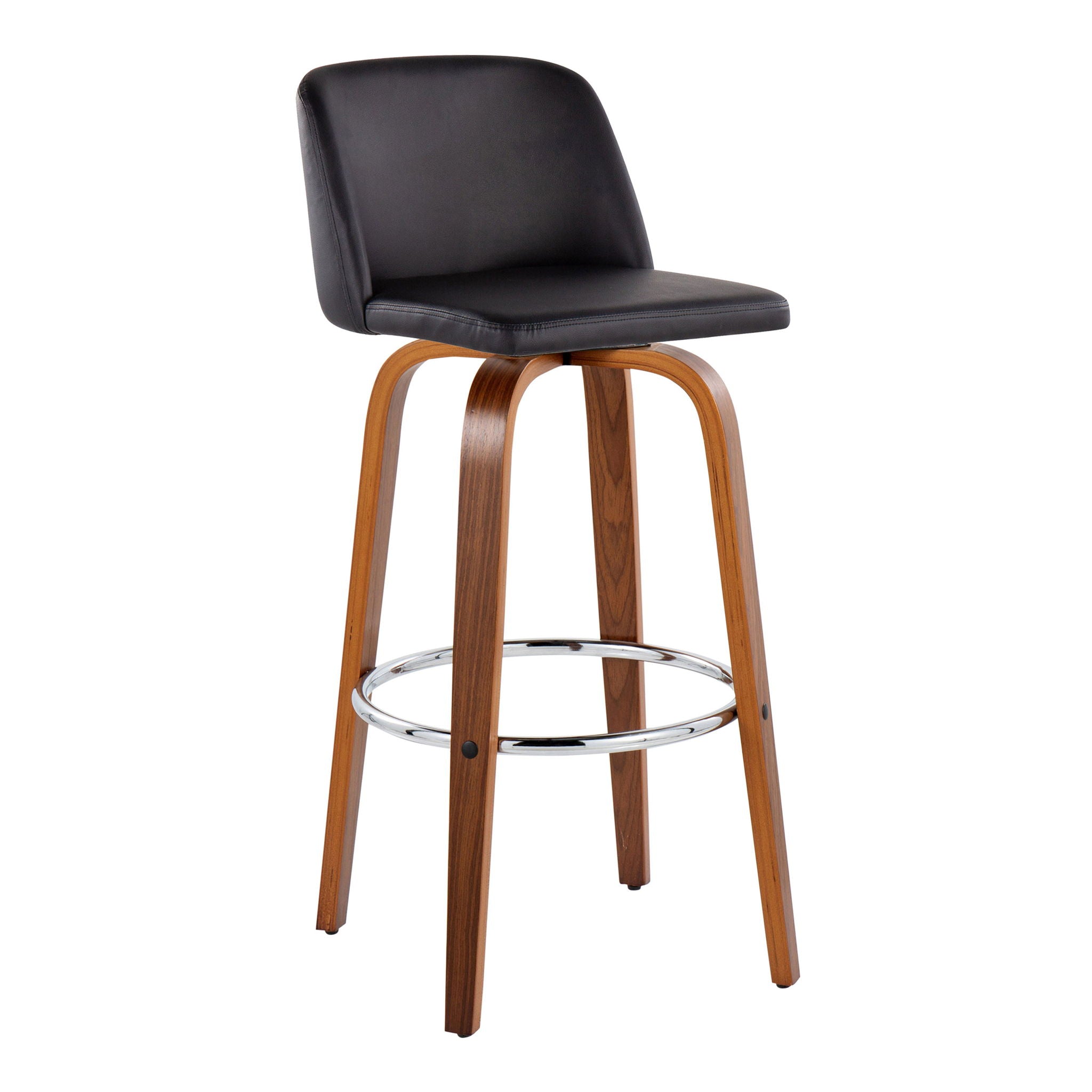 Toriano - Mid Century Modern Fixed Height, Barstool With Swivel With Round Footrest (Set of 2) - Best Buy Furniture