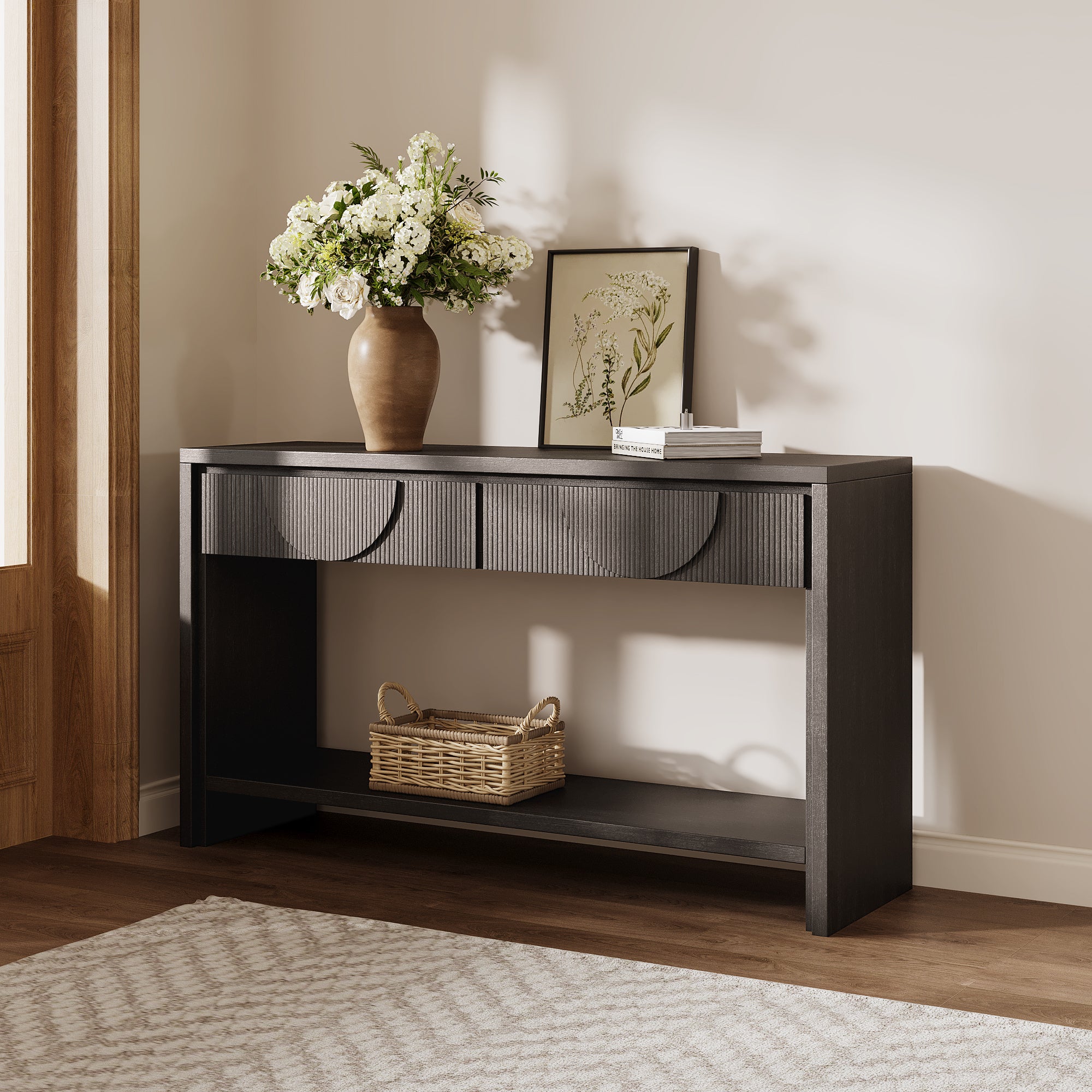 Farmhouse Style Console Table – 55.12' - Black - Best Buy Furniture
