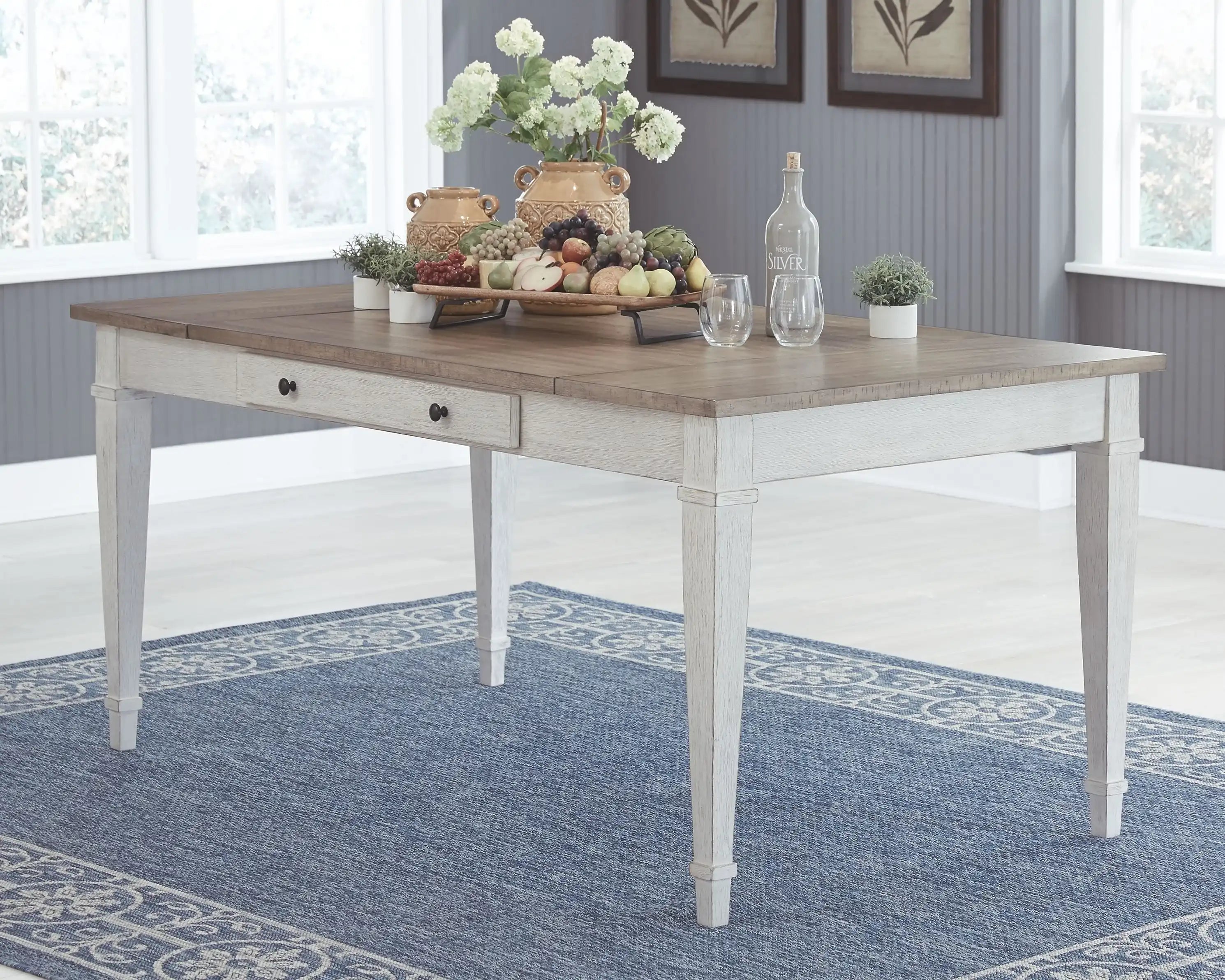 Skempton - RECT DRM Table w/Storage - White - Best Buy Furniture
