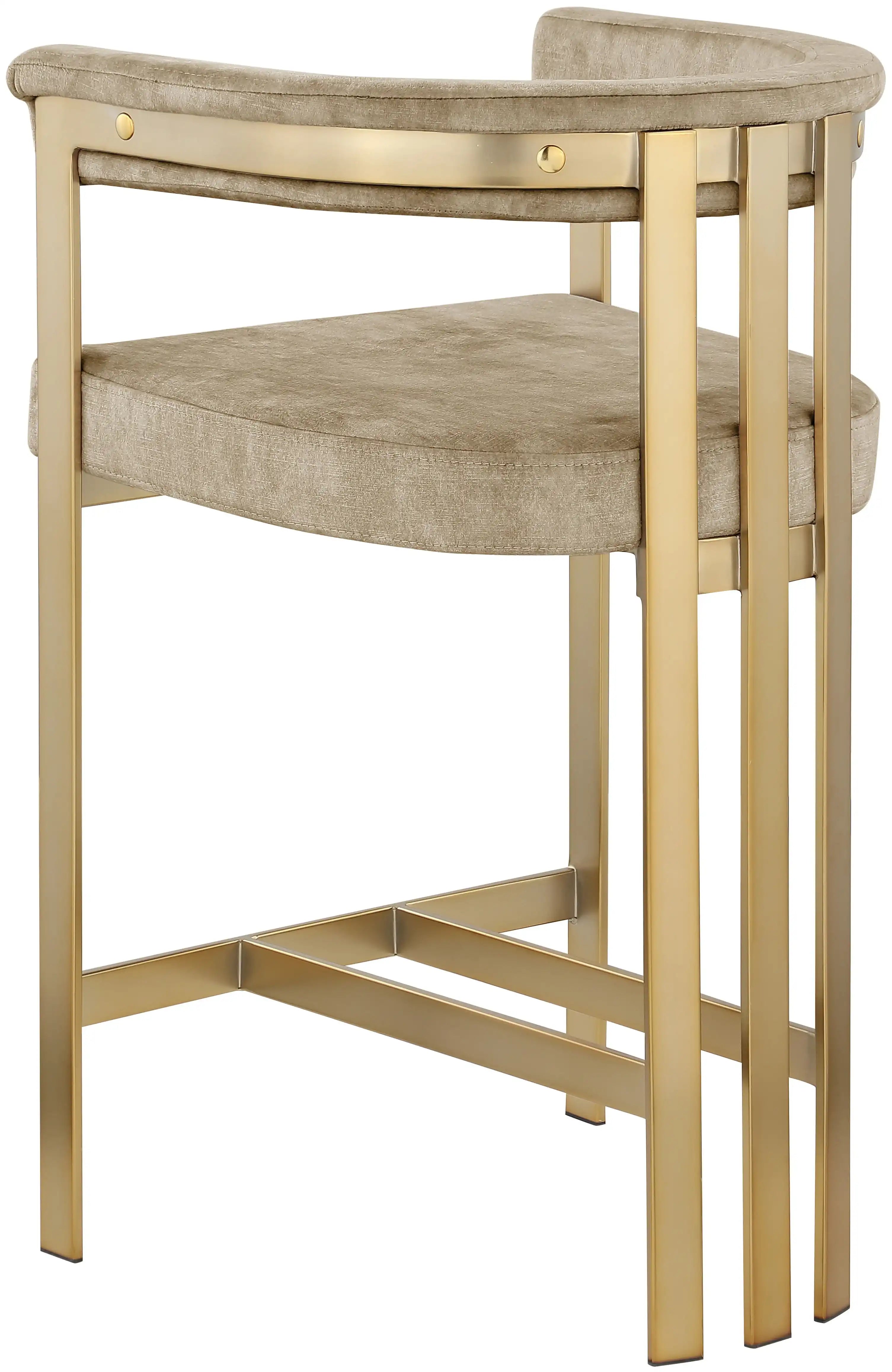 Marcello - Counter Stool With Brushed Gold Iron Frame (Set of 2) - Beige - Best Buy Furniture