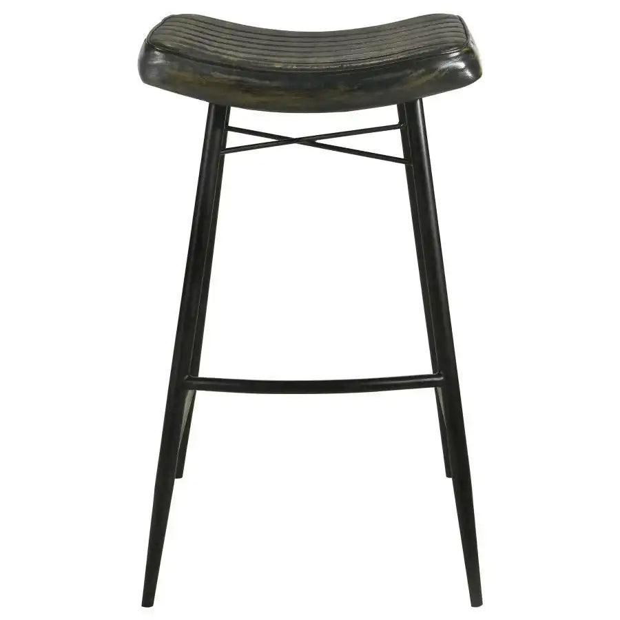 Bayu - Leather Upholstered Saddle Seat Backless Bar Stool (Set of 2) - Best Buy Furniture