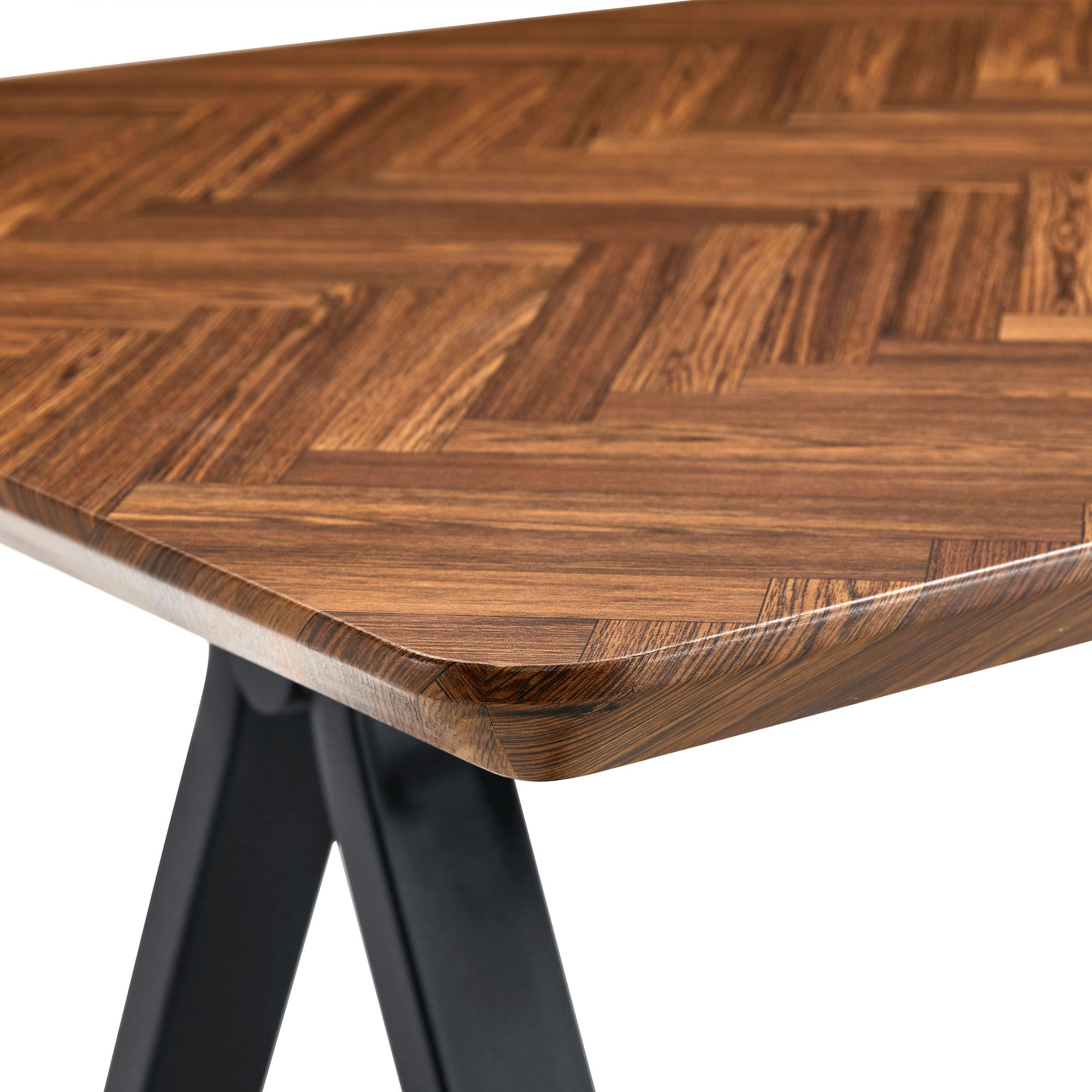 Herringbone Pattern Dining Table A Perfect Match For Modern Minimalist And Industrial Home Styles - Walnut - Best Buy Furniture