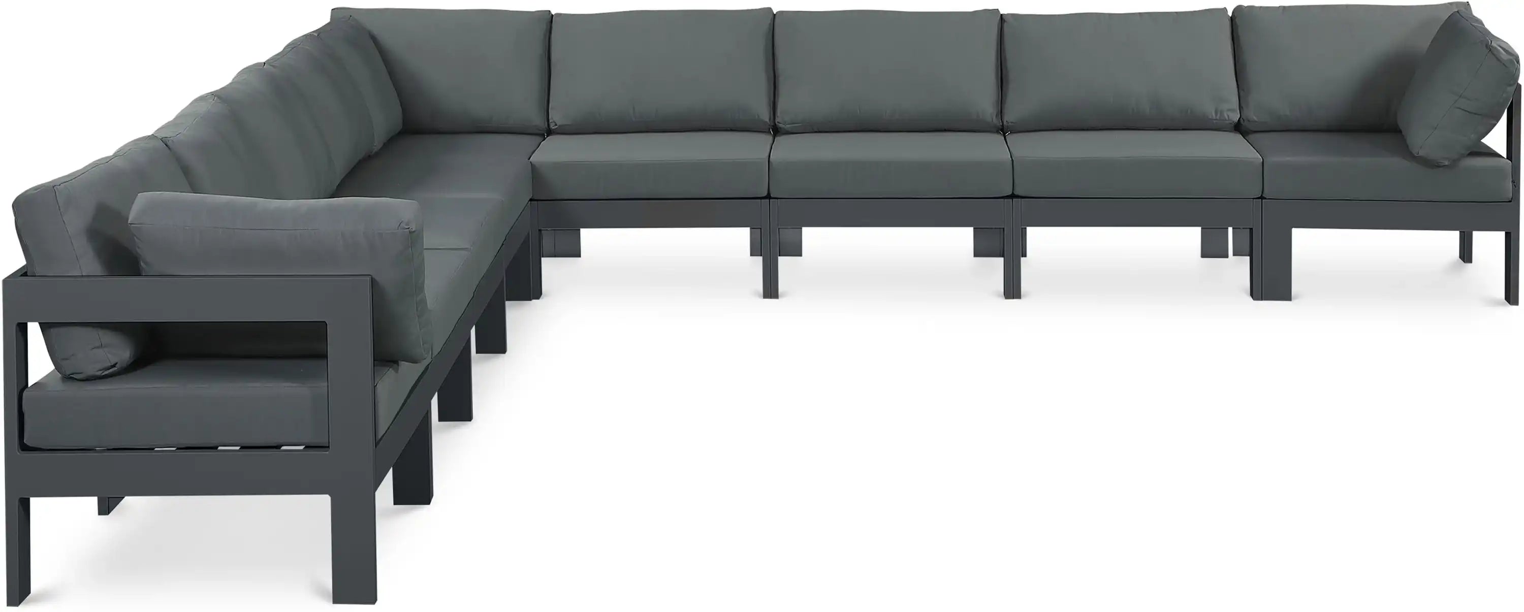 Nizuc - Outdoor Patio 9 Piece Modular Sectional With Gray Frame - Best Buy Furniture