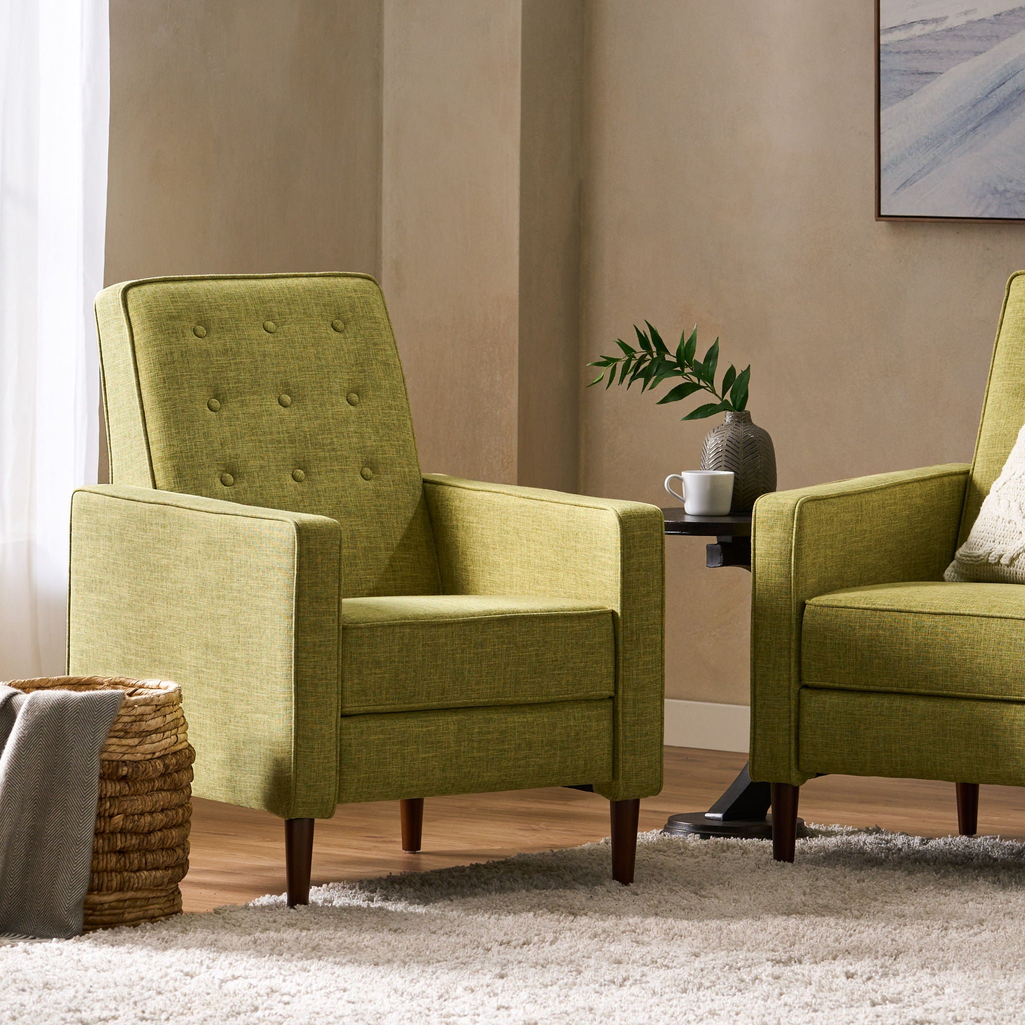 Mid-Century Modern Recliner With Button Tufted Waffle Stitch - Best Buy Furniture