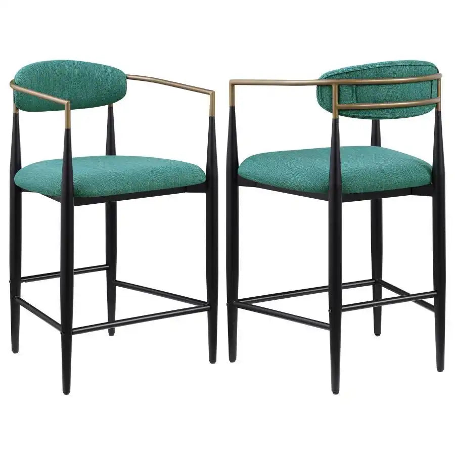 Tina - Metal Counter Height Bar Stool With Upholstered Back And Seat (Set of 2) - Best Buy Furniture