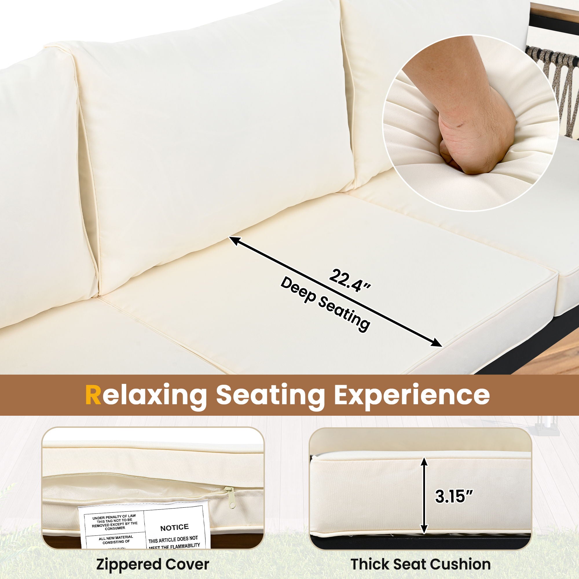 4 Pieces Outdoor Sectional Sofa Set 5 Person Patio Seating Group Outdoor Conversation Set With Cushions And A Coffee Table For Patios - Best Buy Furniture