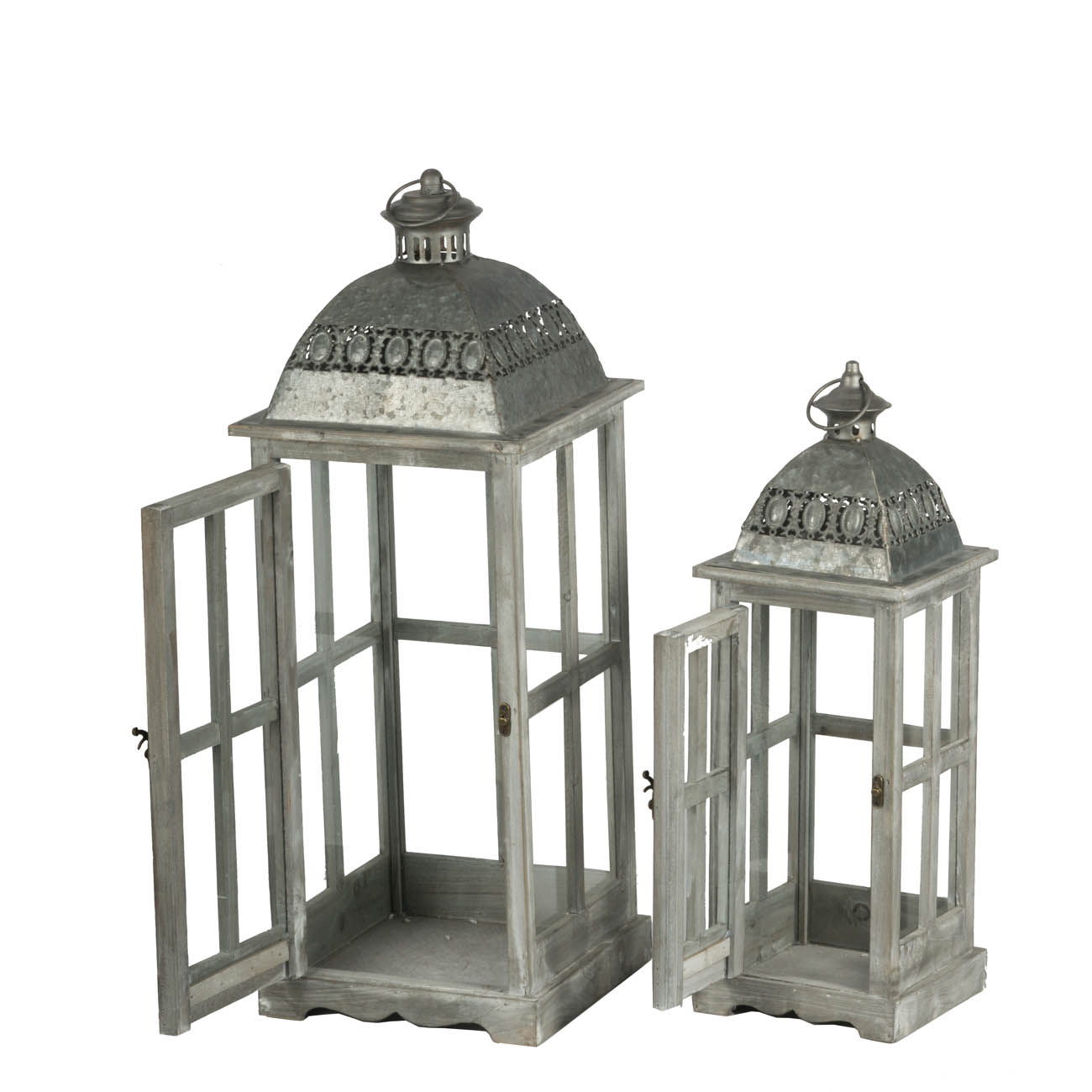 Wooden Candle Lantern Decorative, Hurricane Lantern Holder Decor For Indoor Outdoor, Home Garden Wedding - Gray - Best Buy Furniture