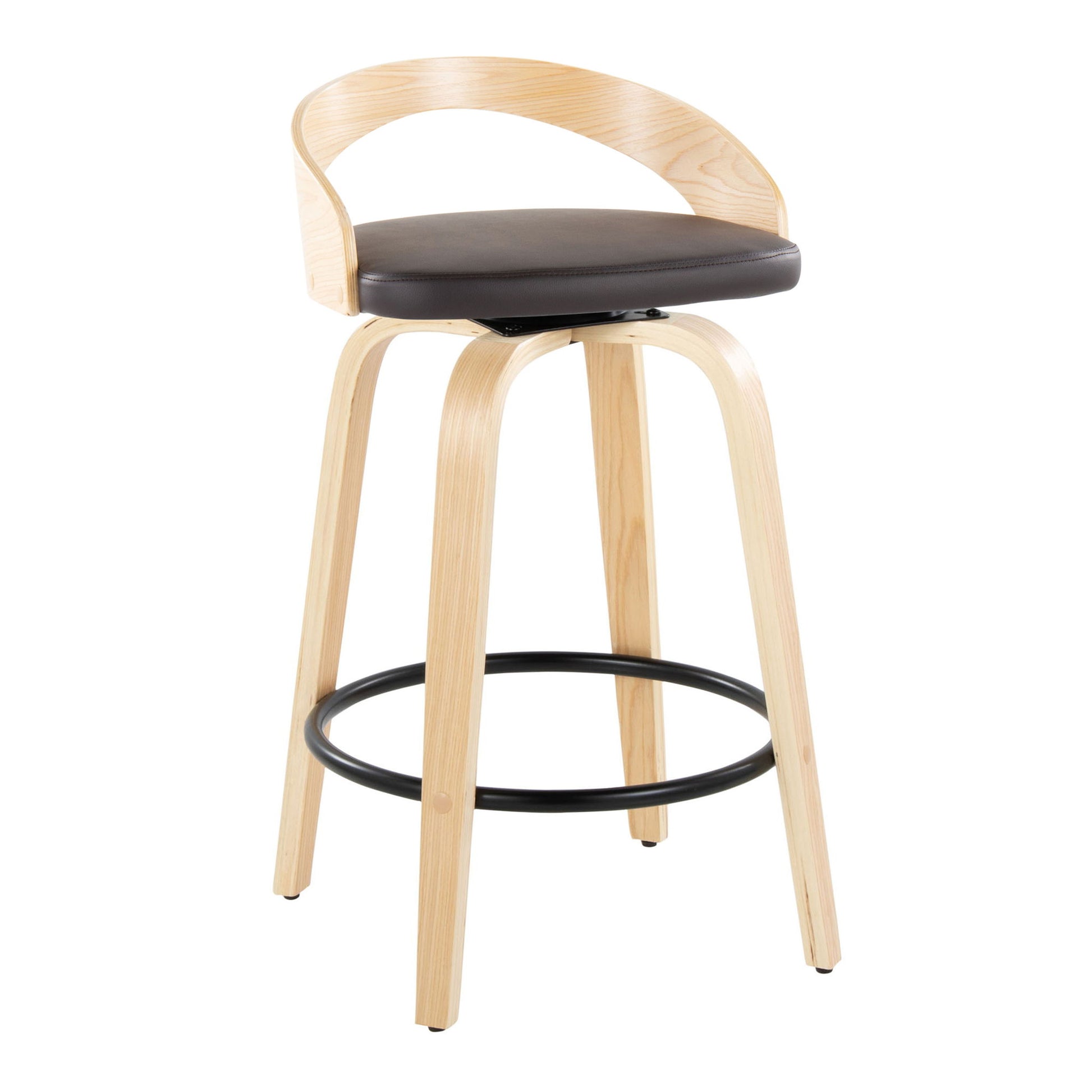 Grotto - Mid-Century Modern Fixed Height Counter Stool Swivel &h Round Footrest - Best Buy Furniture