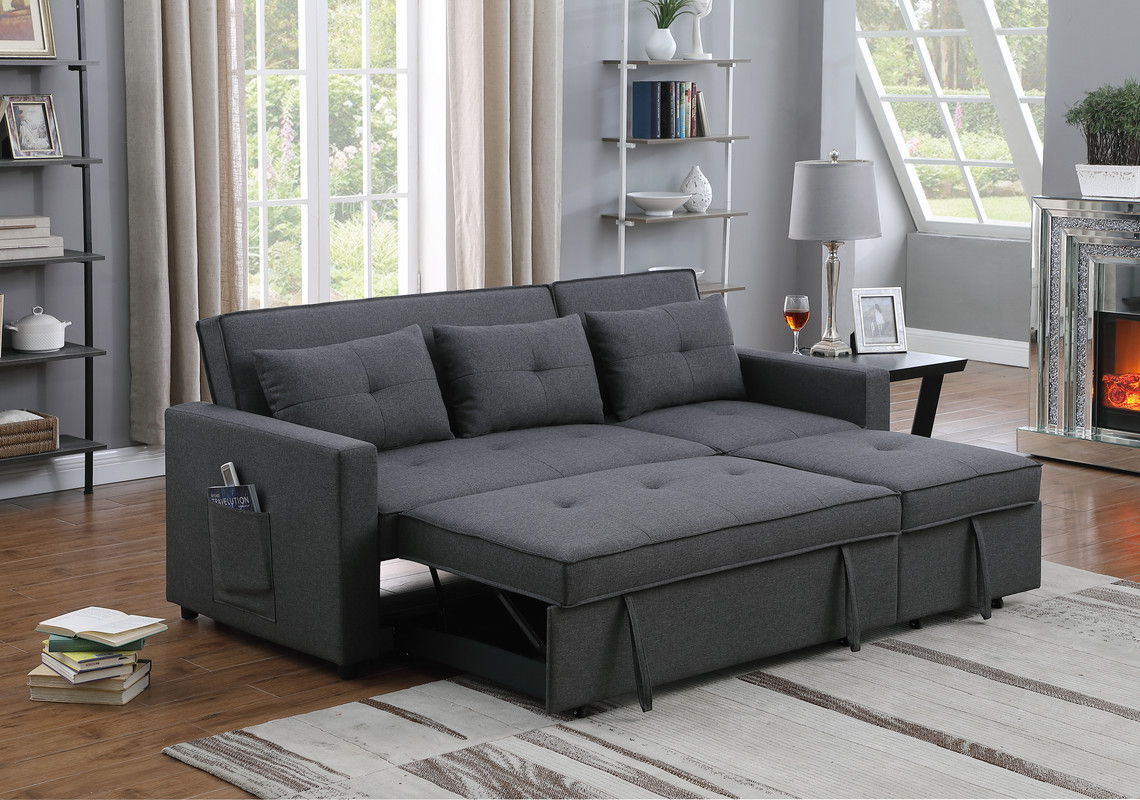 Zoey - Linen Convertible Sleeper Sofa With Side Pocket - Best Buy Furniture