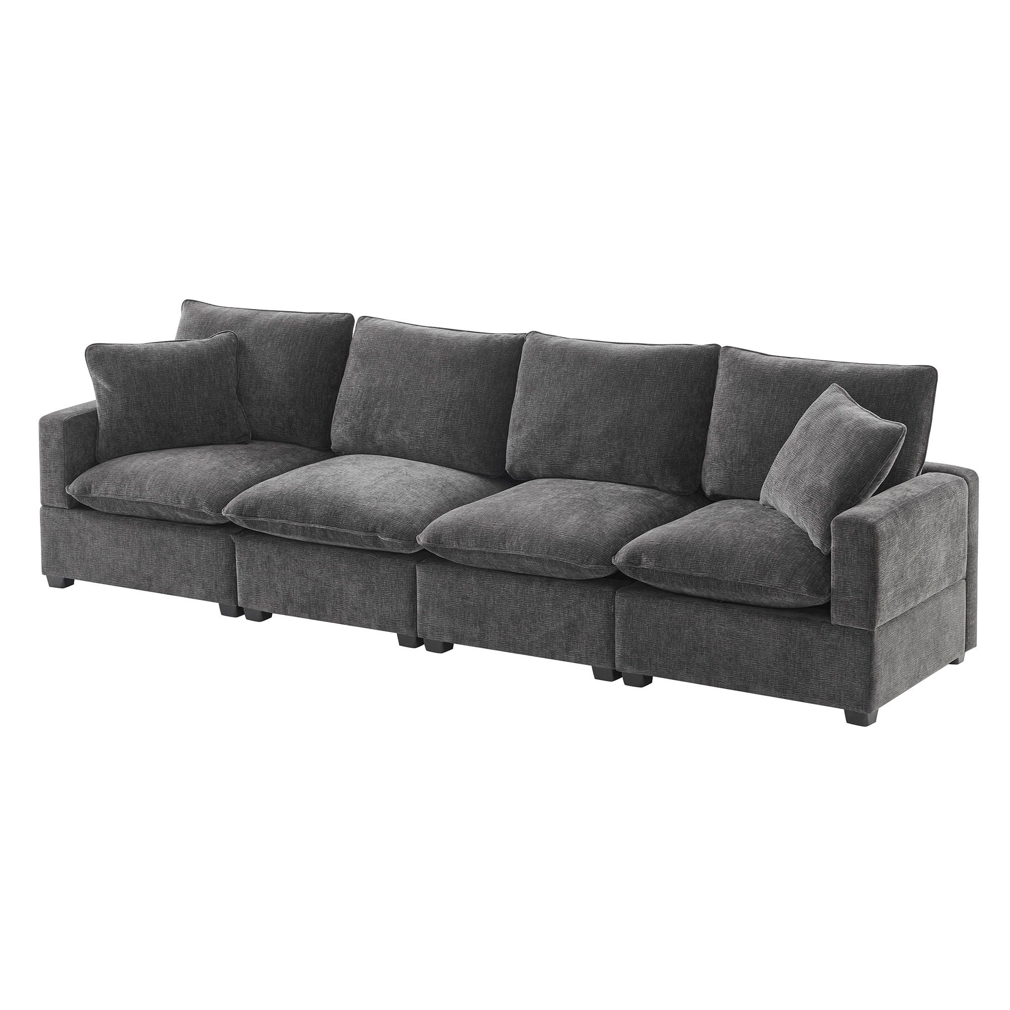 Modern Modular Sofa, 4 Seat Chenille Sectional Couch Set With 2 Pillows Included, Freely Combinable Indoor Funiture For Living Room, Apartment, Office - Best Buy Furniture