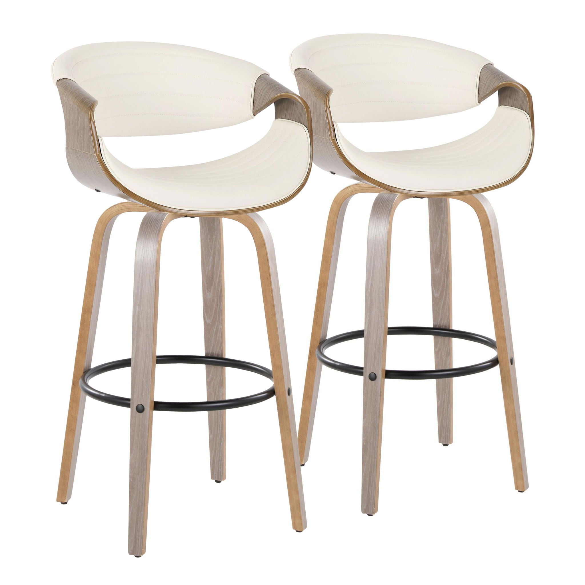 Symphony - Mid-Century Modern Fixed Height Barstool With Swivel With Round Footrest (Set of 2) - Best Buy Furniture