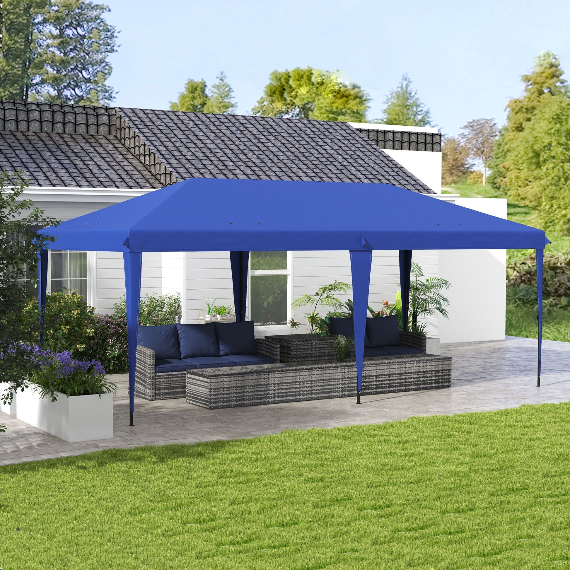 Outsunny - 10' x 19.2' Pop Up Canopy Tent, Heavy Duty Tent For Parties, Outdoor Instant Gazebo Sun Shade Shelter With Carry Bag For Catering, Events, Wedding, Backyard Bbq - Best Buy Furniture