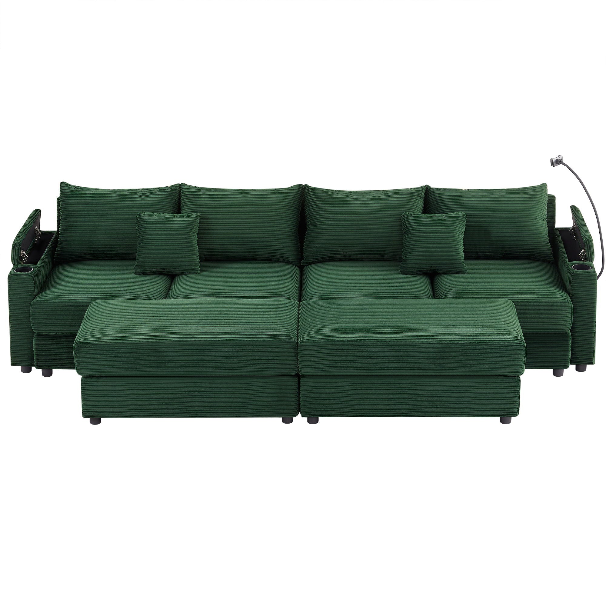 Modern Style Loveseat Sofa Sectional Sofa Couch With Storage Space, A Movable Ottoman, Two USB Ports, Two Cup Holders, A Phone Holder For Living Room - Best Buy Furniture