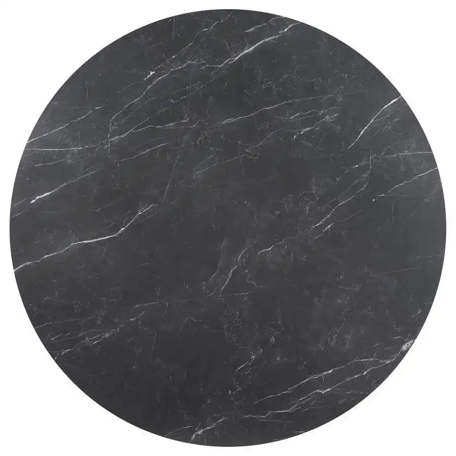 Camden - Round Faux Marble Top Dining Table - Black - Best Buy Furniture