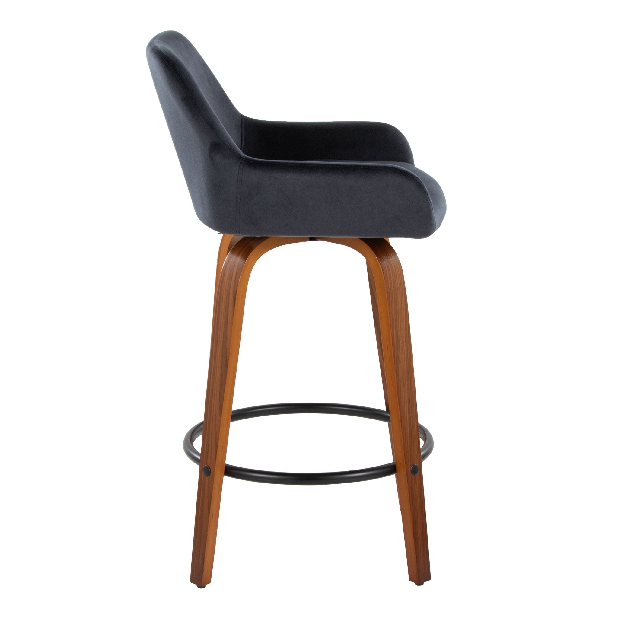 Daniella - Contemporary Fixed Height Counter Stool With Swivel With Round Footrest (Set of 2) - Best Buy Furniture