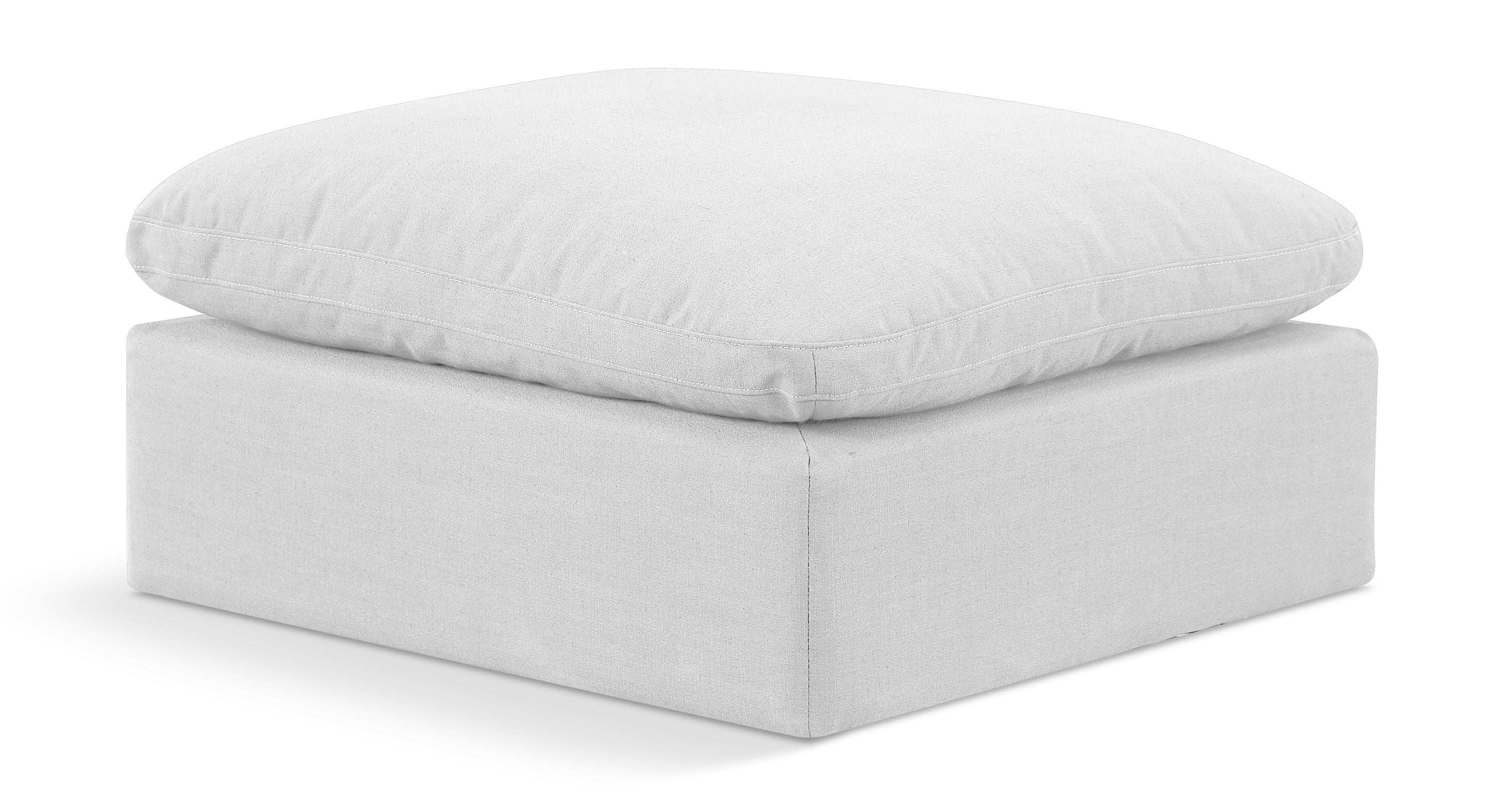 Indulge - Linen Ottoman - White - Best Buy Furniture