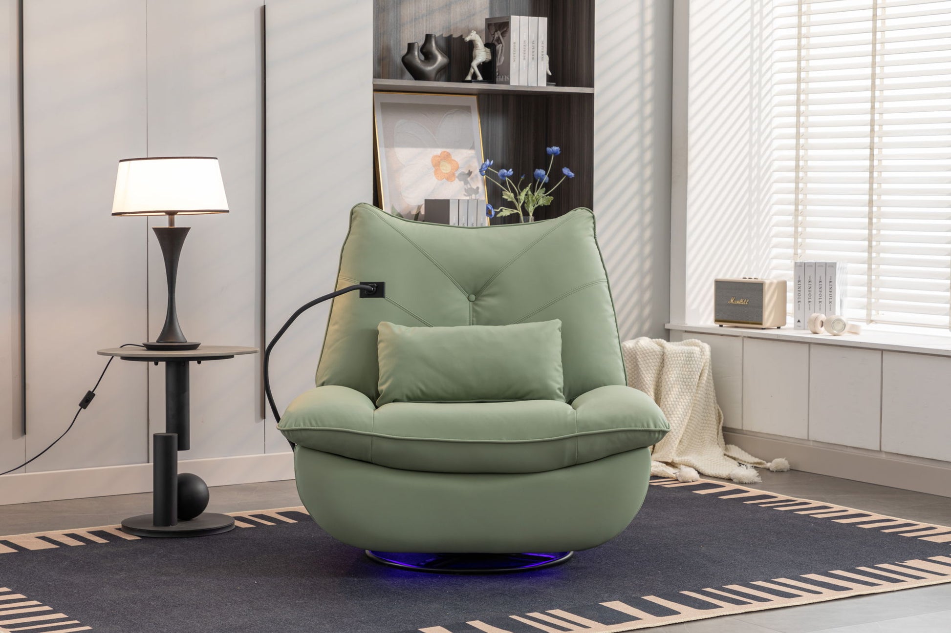 270 Swivel Glider Recliner Chair, Power Recliner Rocking Chair, USB Port Charge For Nursery Chair With Atmosphere Lamp For Living Room Bedroom Apartment - Best Buy Furniture