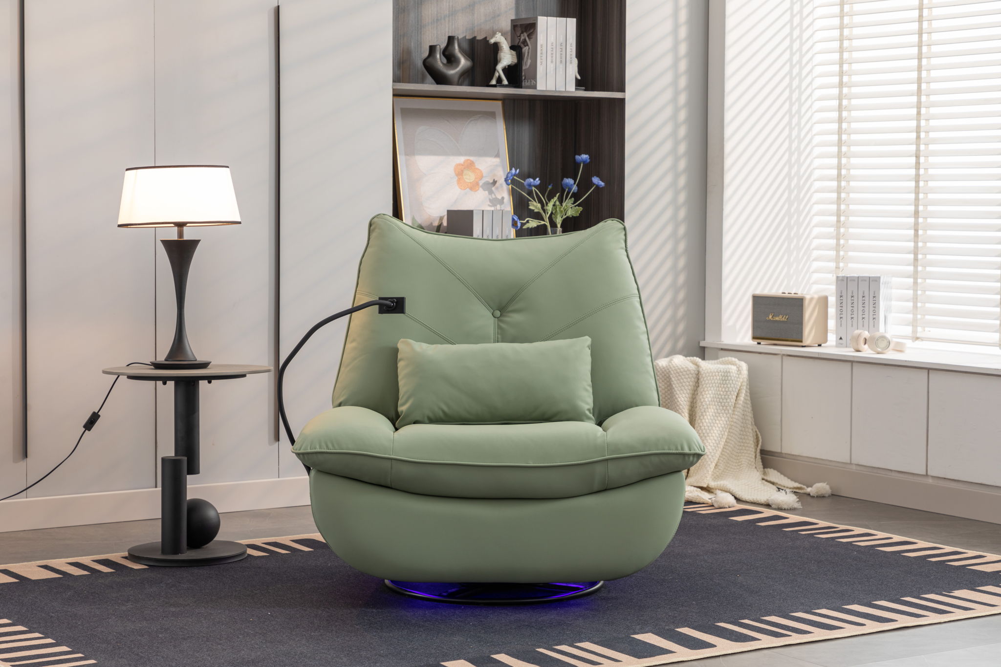 270 Swivel Glider Recliner Chair, Power Recliner Rocking Chair, USB Port Charge For Nursery Chair With Atmosphere Lamp For Living Room Bedroom Apartment - Best Buy Furniture