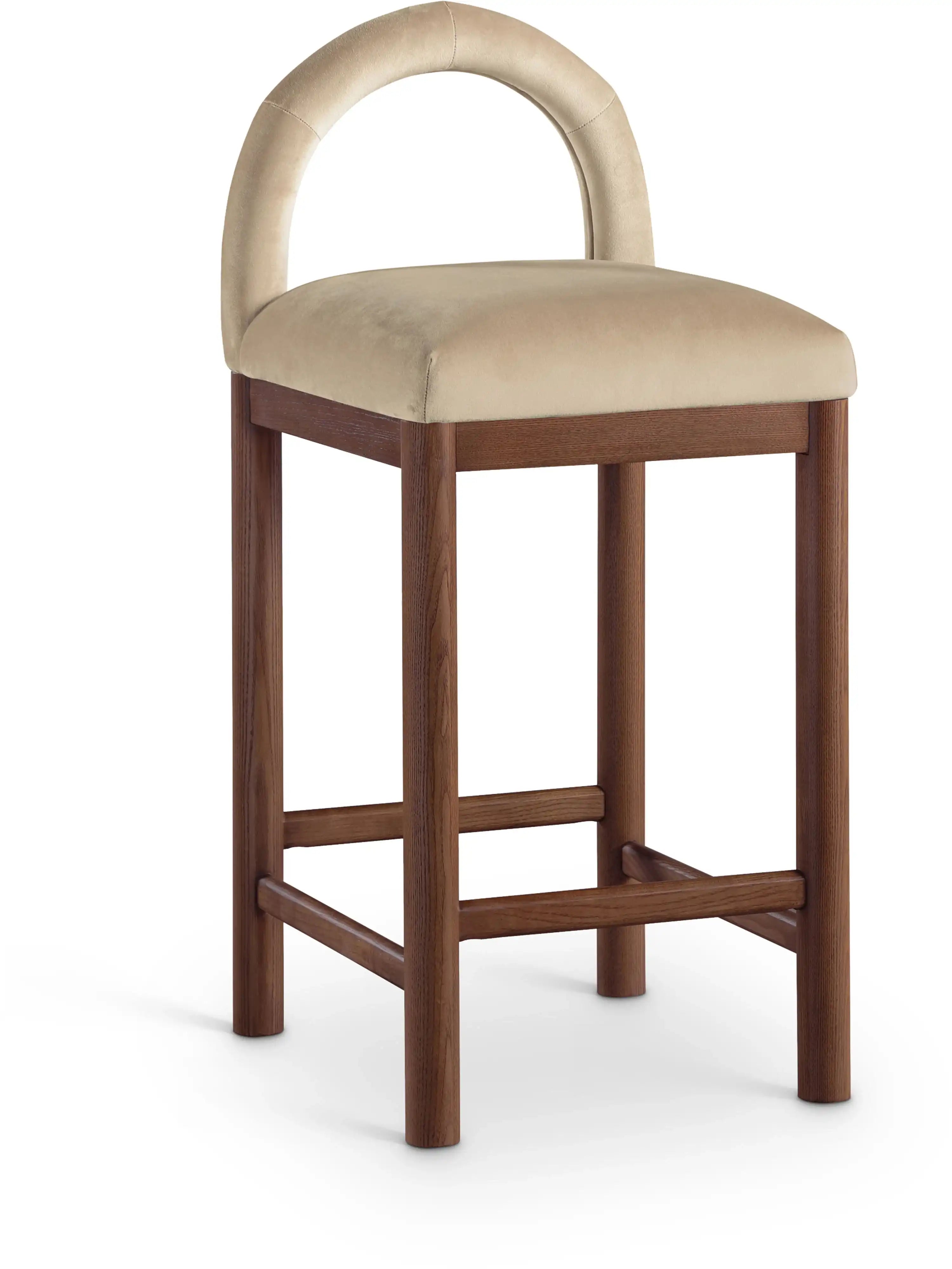 Conrad - Velvet Counter Stool With Brown Legs - Best Buy Furniture