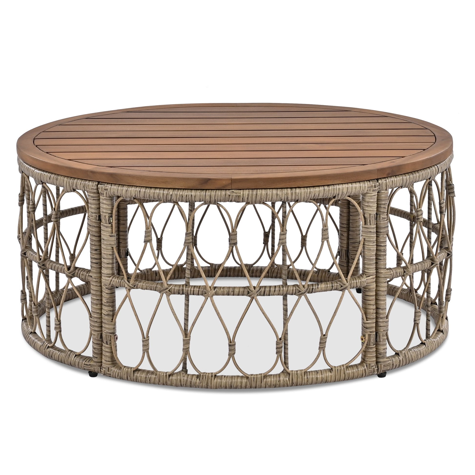 Bohemia-Inspired 4 Person Outdoor Seating Group With Removable Cushions, Conversation Patio Set With Wood Tabletop - Beige - Best Buy Furniture