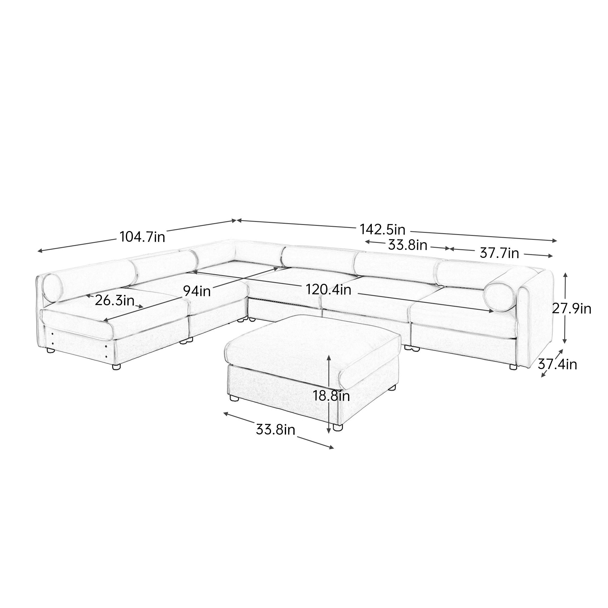 Modern Modular Sectional Sofa With Storag, Contemporary Cylindrical Design - Best Buy Furniture