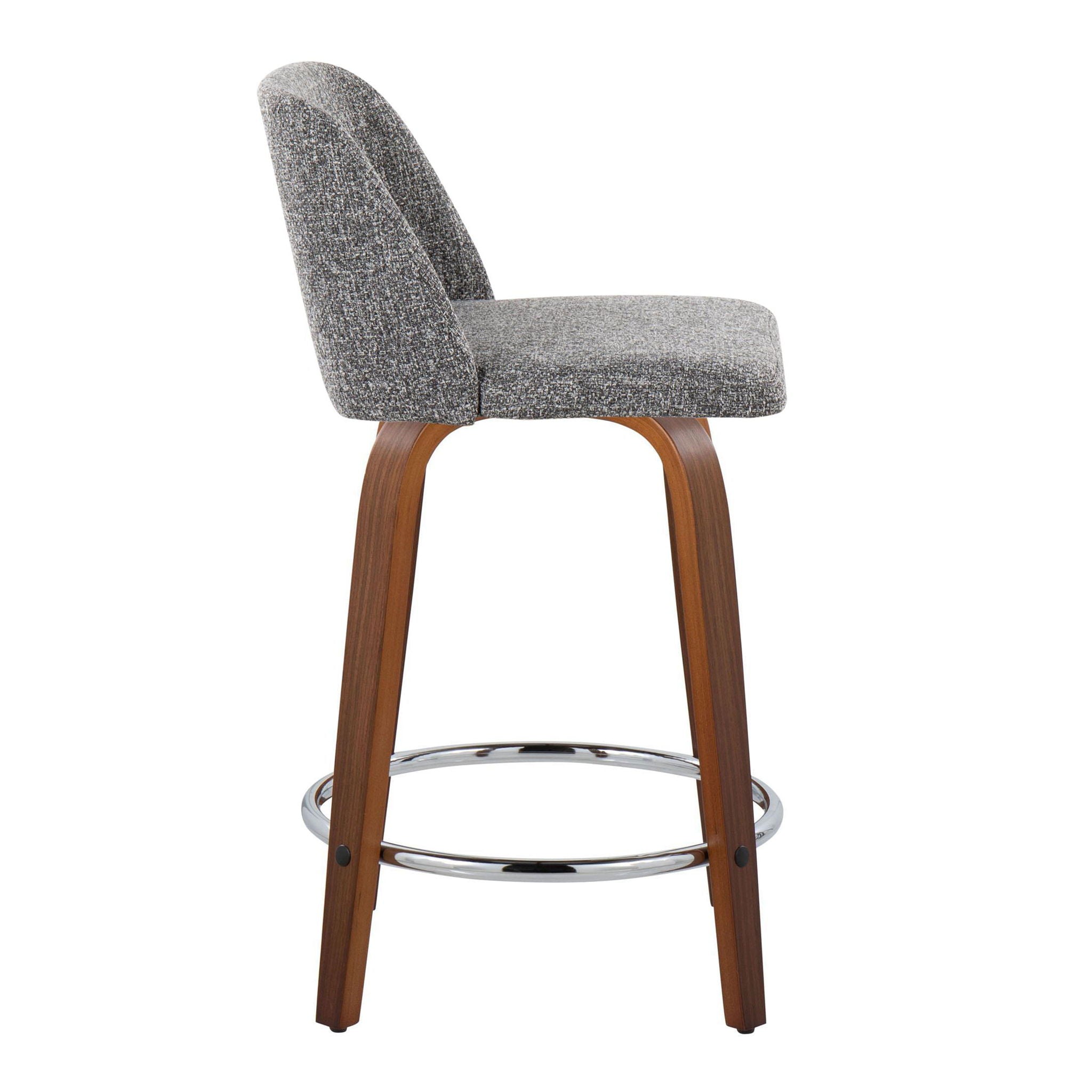 Toriano - Mid Century Modern Fixed Height Counter Stool With Swivel With Round Footrest (Set of 2) - Best Buy Furniture