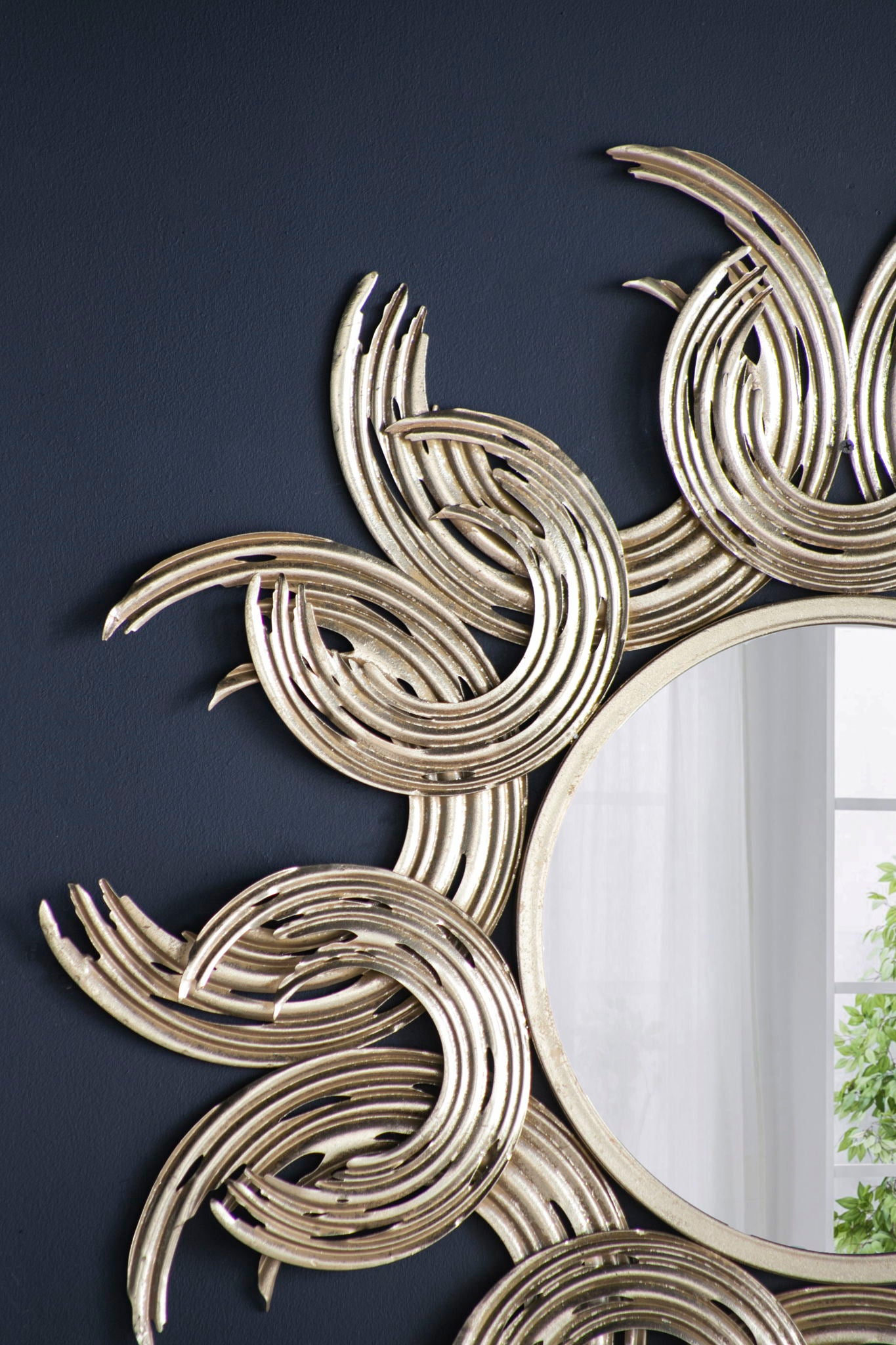 Sunburst Metal Decorative Mirror With, Boho Wall Decor Sun Mirror For Living Room Bathroom Enterway - Gold - Best Buy Furniture