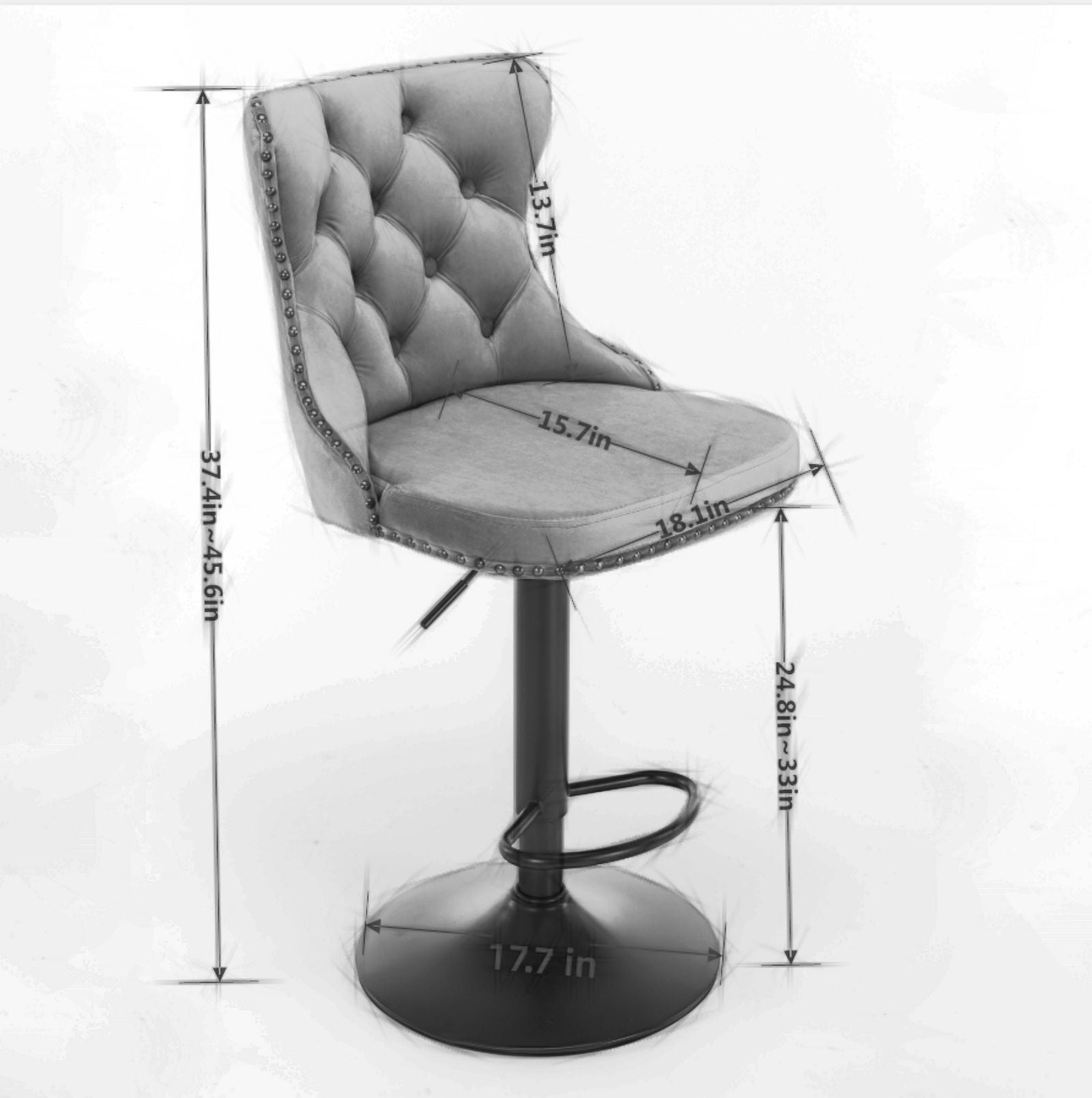 Swivel Velvet Barstools Adjusatble Seat Height, Modern Upholstered Bar Stools With Backs Comfortable Tufted For Home Pub And Kitchen Island (Set of 2) - Best Buy Furniture