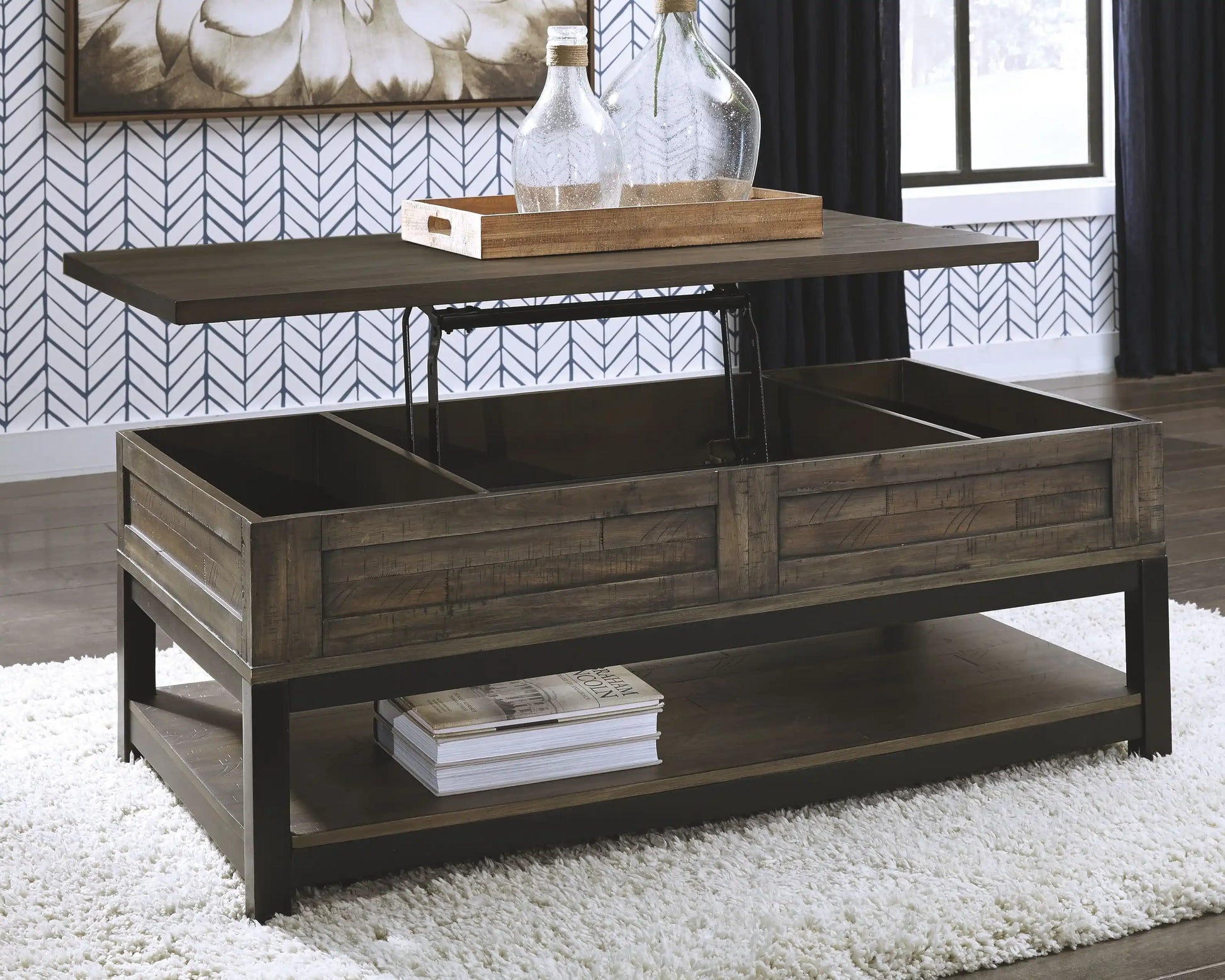 Johurst - LIFT TOP COCKTAIL TABLE - Grayish Brown - Best Buy Furniture
