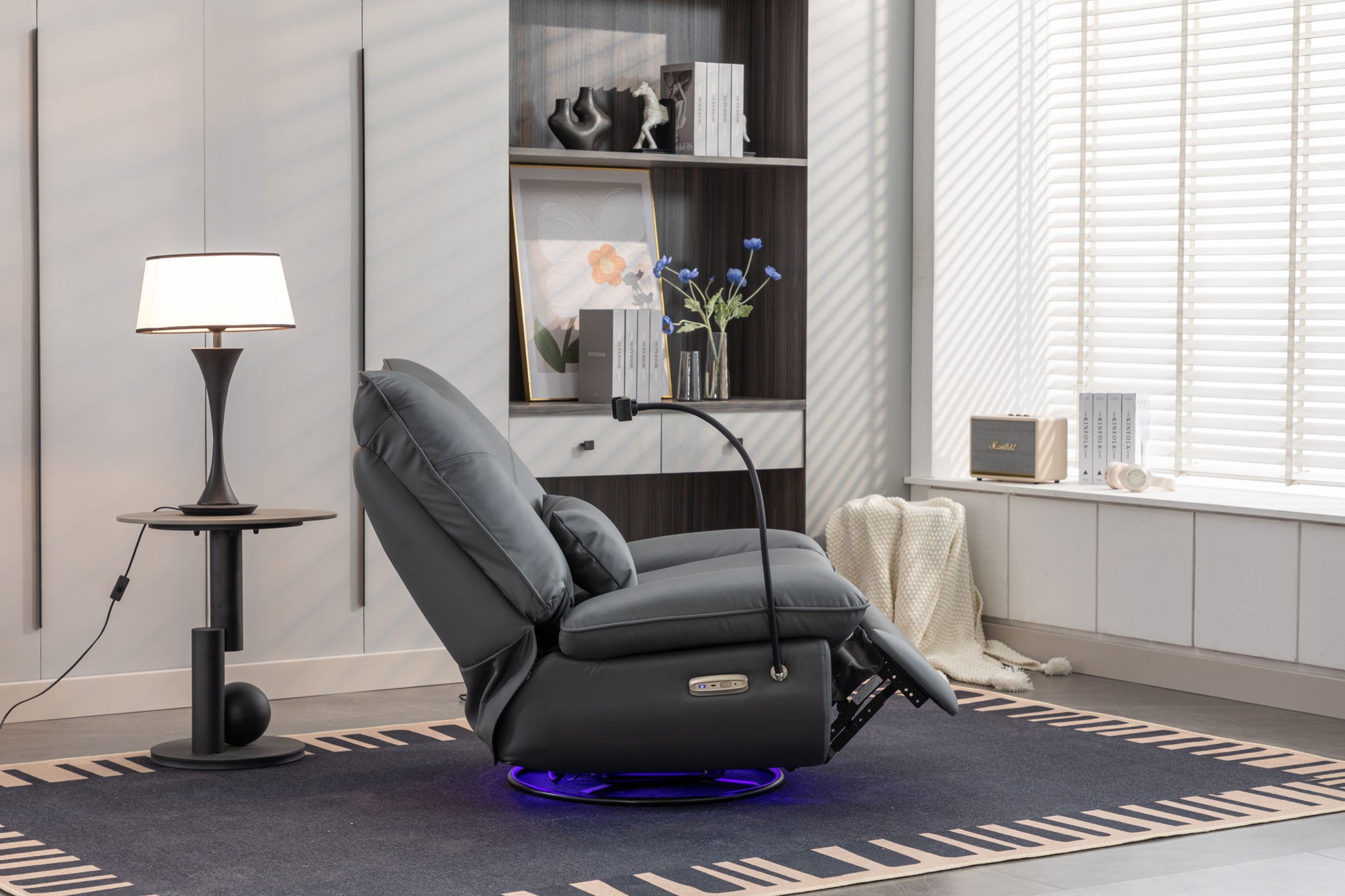 270 Swivel Glider Recliner Chair, Power Recliner Rocking Chair, USB Port Charge For Nursery Chair With Atmosphere Lamp For Living Room Bedroom Apartment - Best Buy Furniture