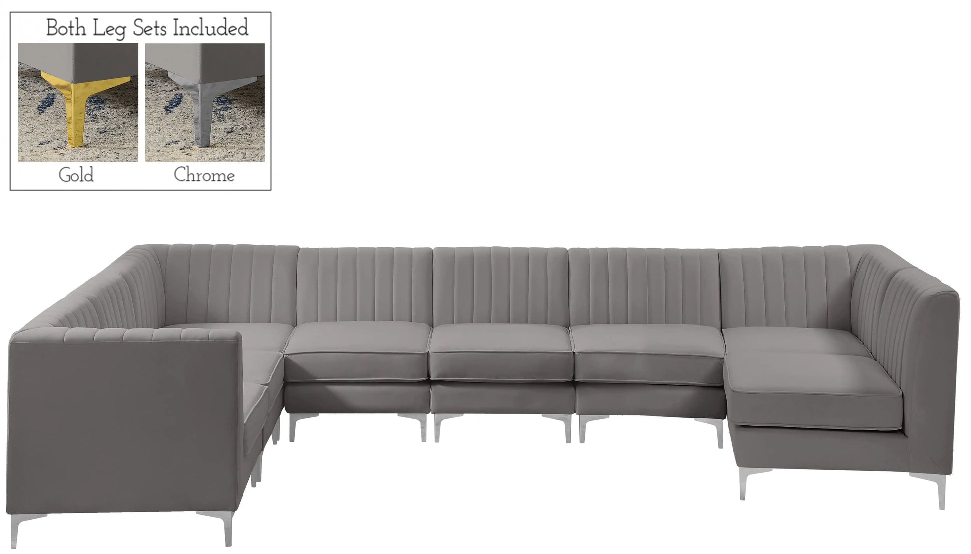 Alina - 8 Piece Velvet Modular Sectional - Best Buy Furniture