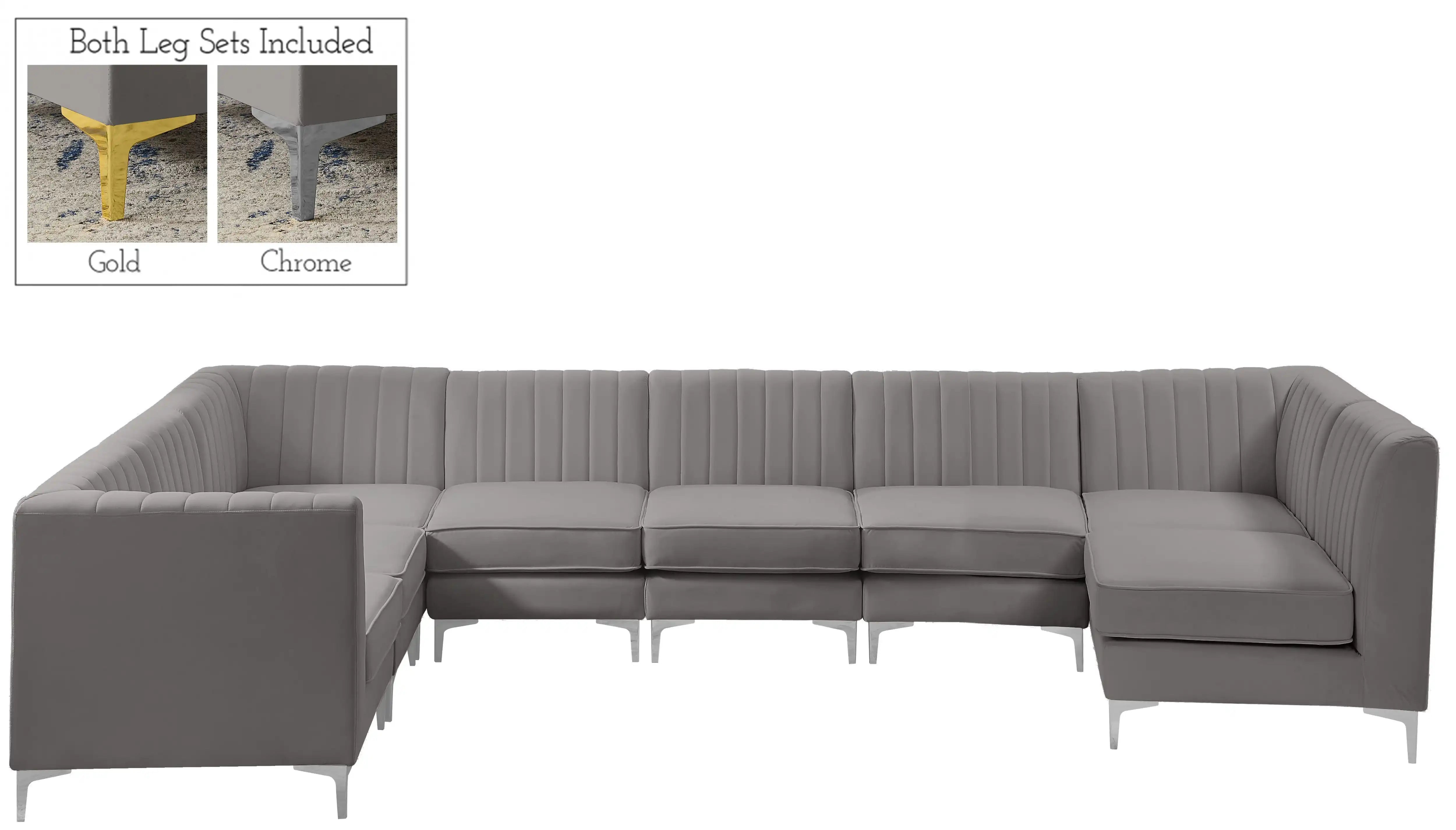 Alina - 8 Piece Velvet Modular Sectional - Best Buy Furniture
