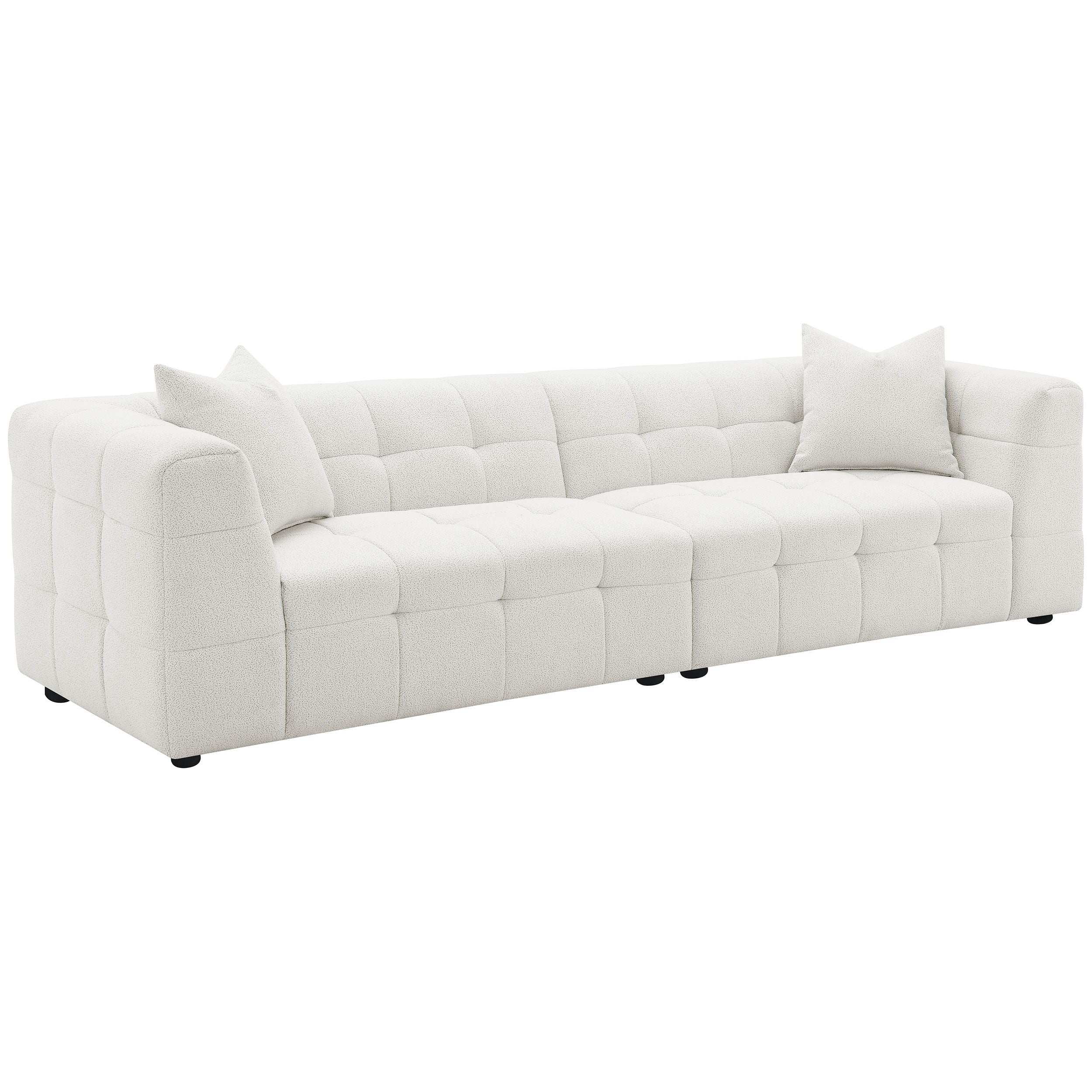 Everly - Boucle Upholstered Extra Long Sofa - White - Best Buy Furniture