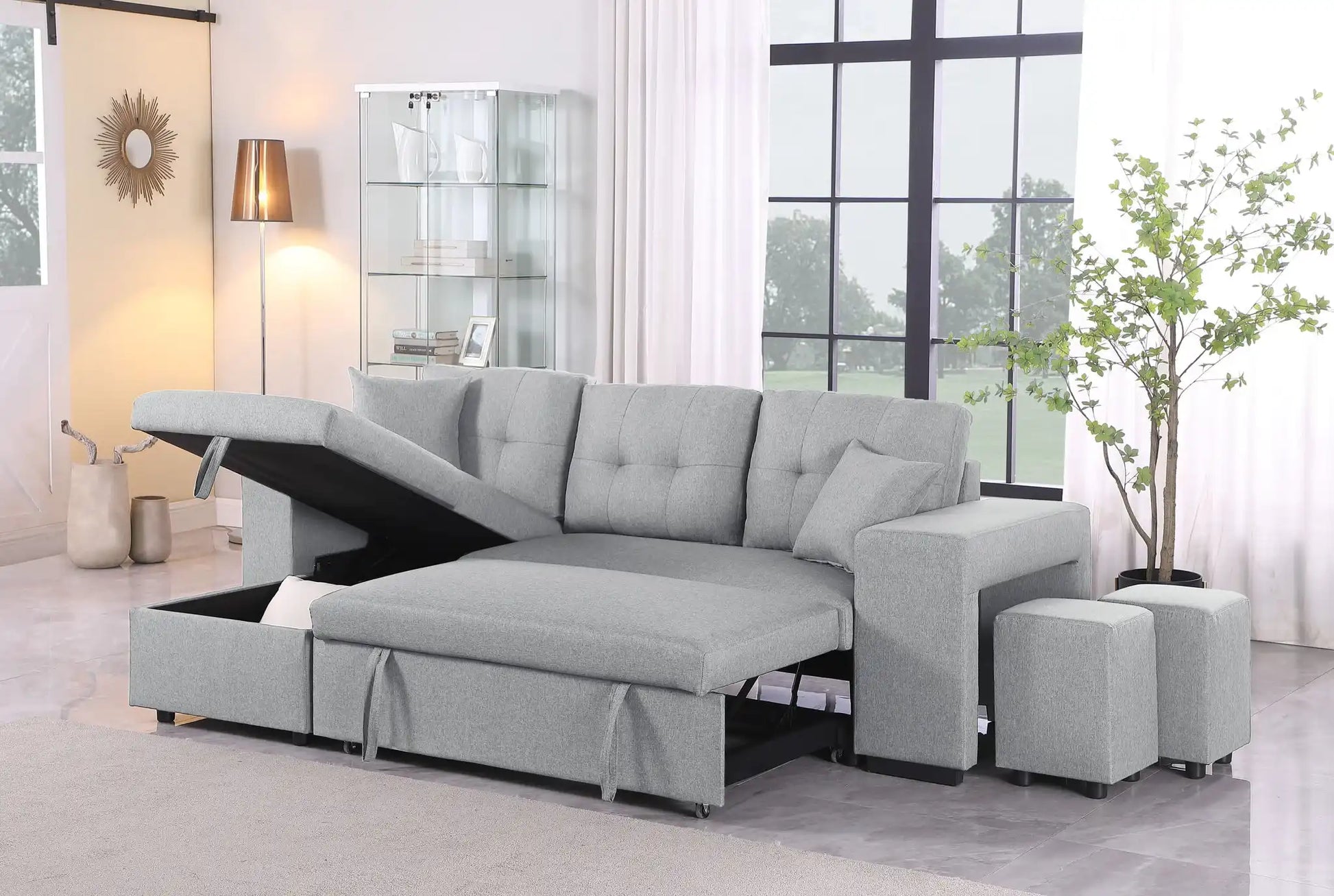 Daniel - Upholstered Reversible Sectional With Pull Out Loveseat - Best Buy Furniture