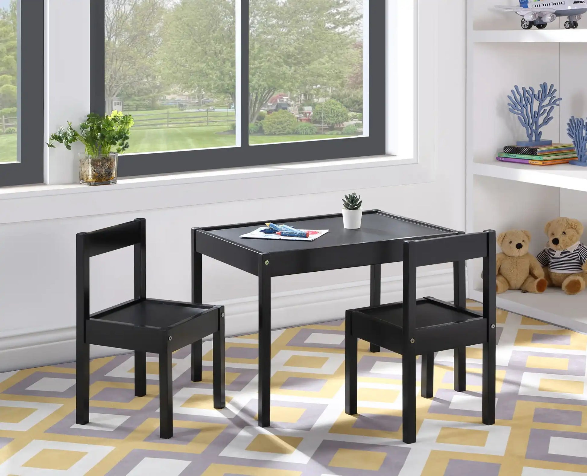 Della - 3-Piece Solid Wood Kids Table & Two Chair Set - Best Buy Furniture