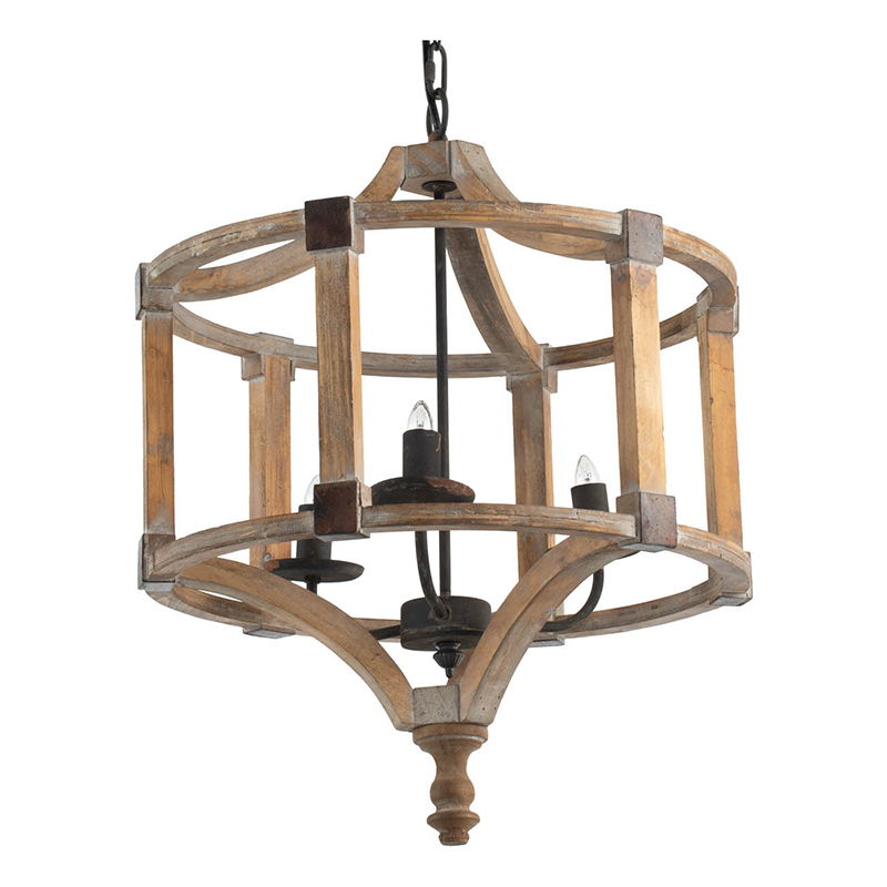 3 Light Wood Drum Chandelier, Hanging Light Fixture With Adjustable Chain For Kitchen, Bulb Not Included - Brown - Best Buy Furniture